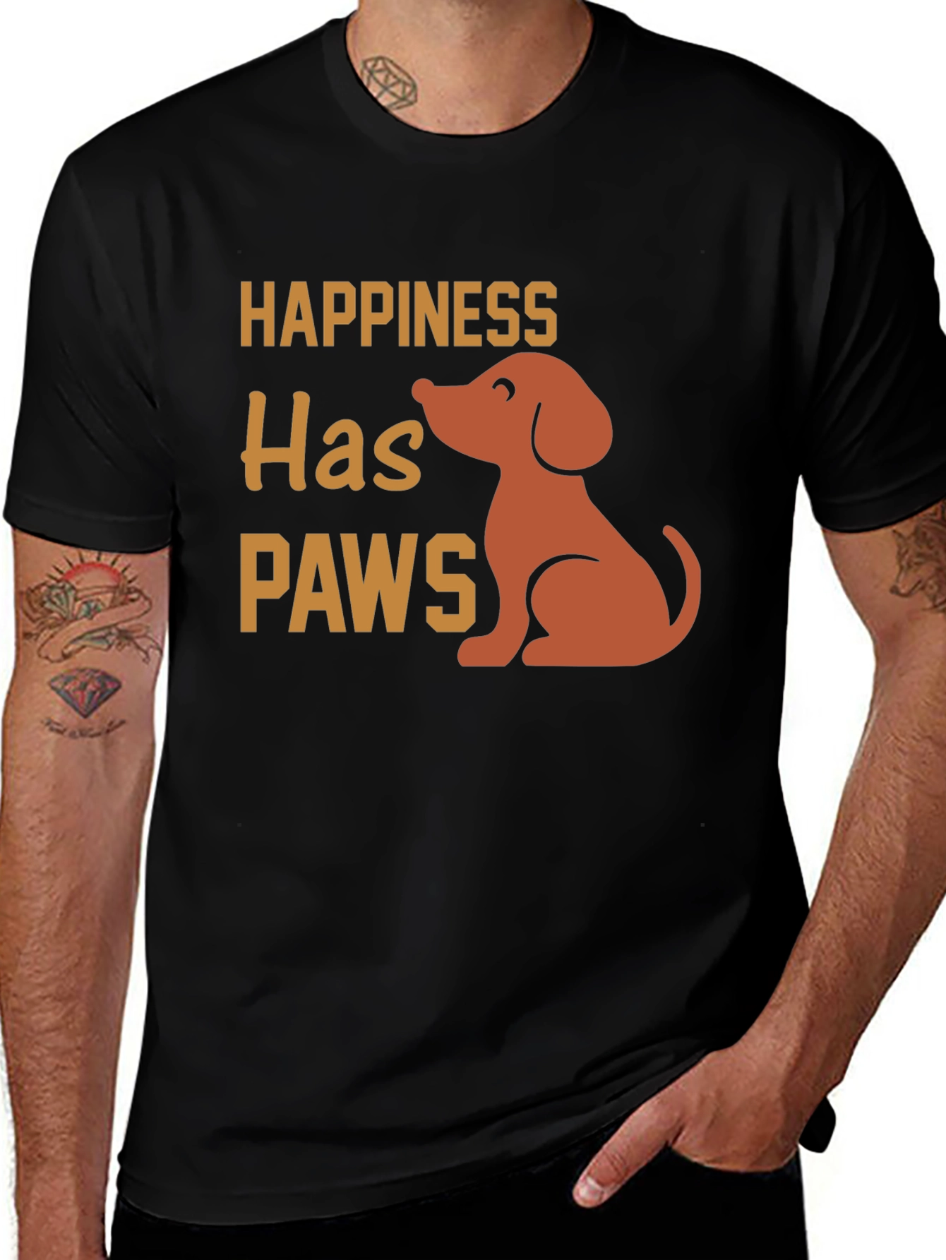 Happiness Has Paws T-Shirt - Dog Lover Tee