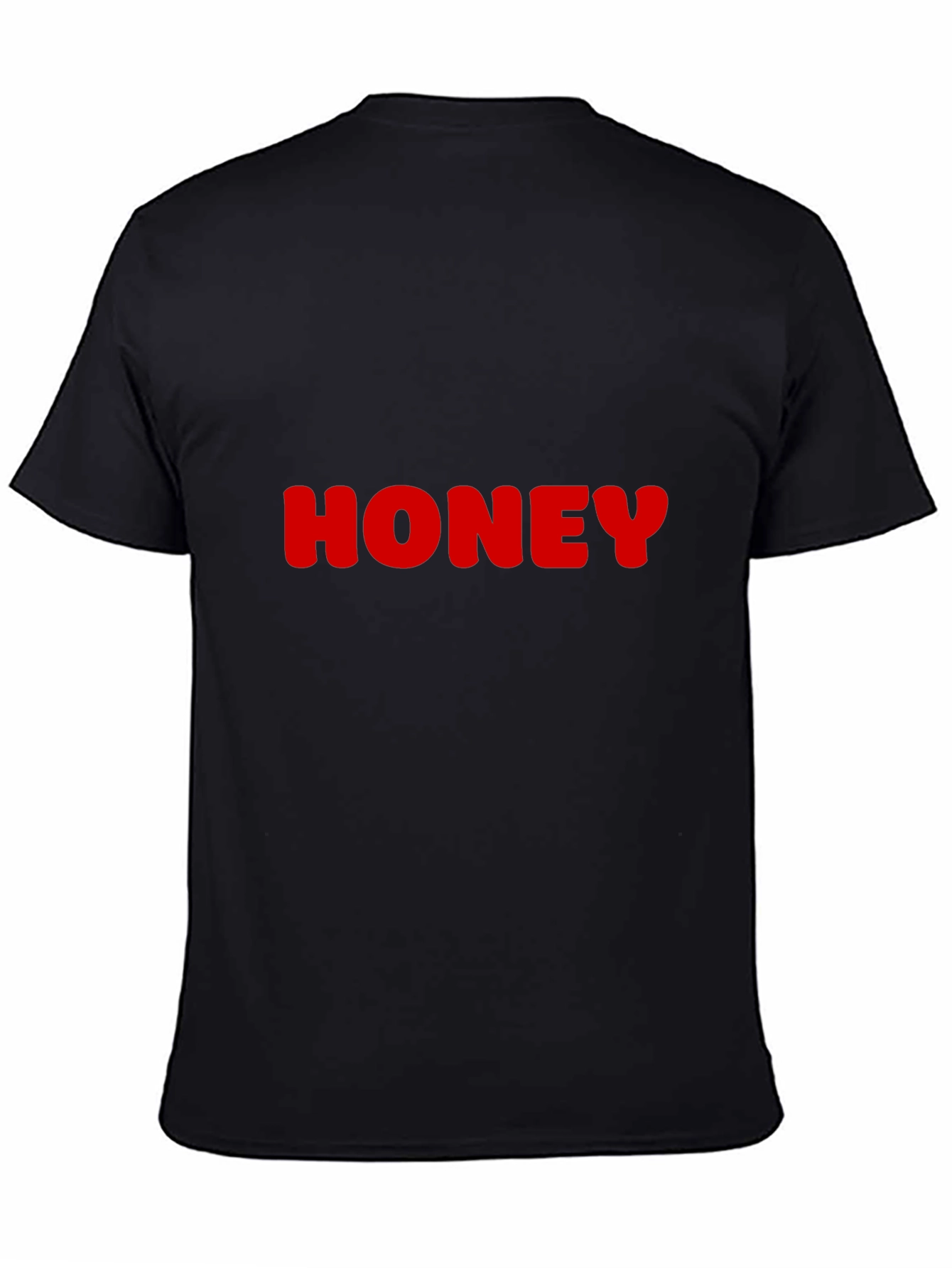 Honey Red Text on Black T-Shirt - Casual Wear