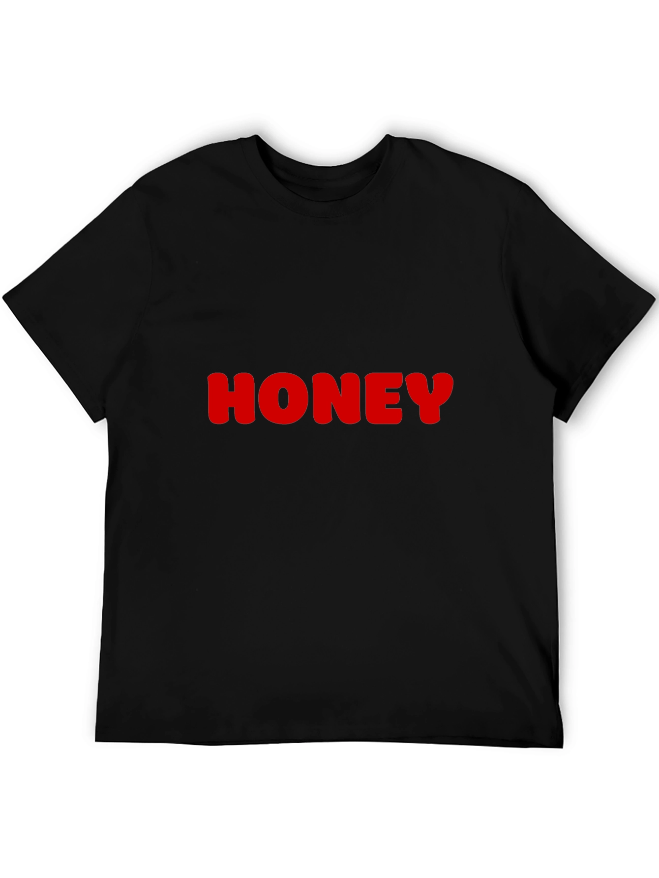Honey Red Text on Black T-Shirt - Casual Wear