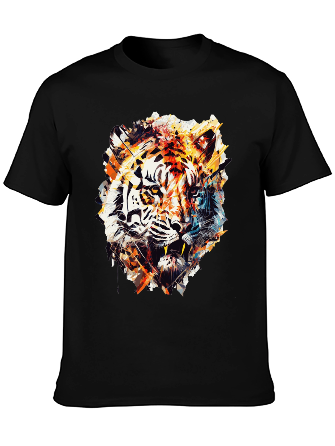 Abstract Tiger Graphic Black T-Shirt
