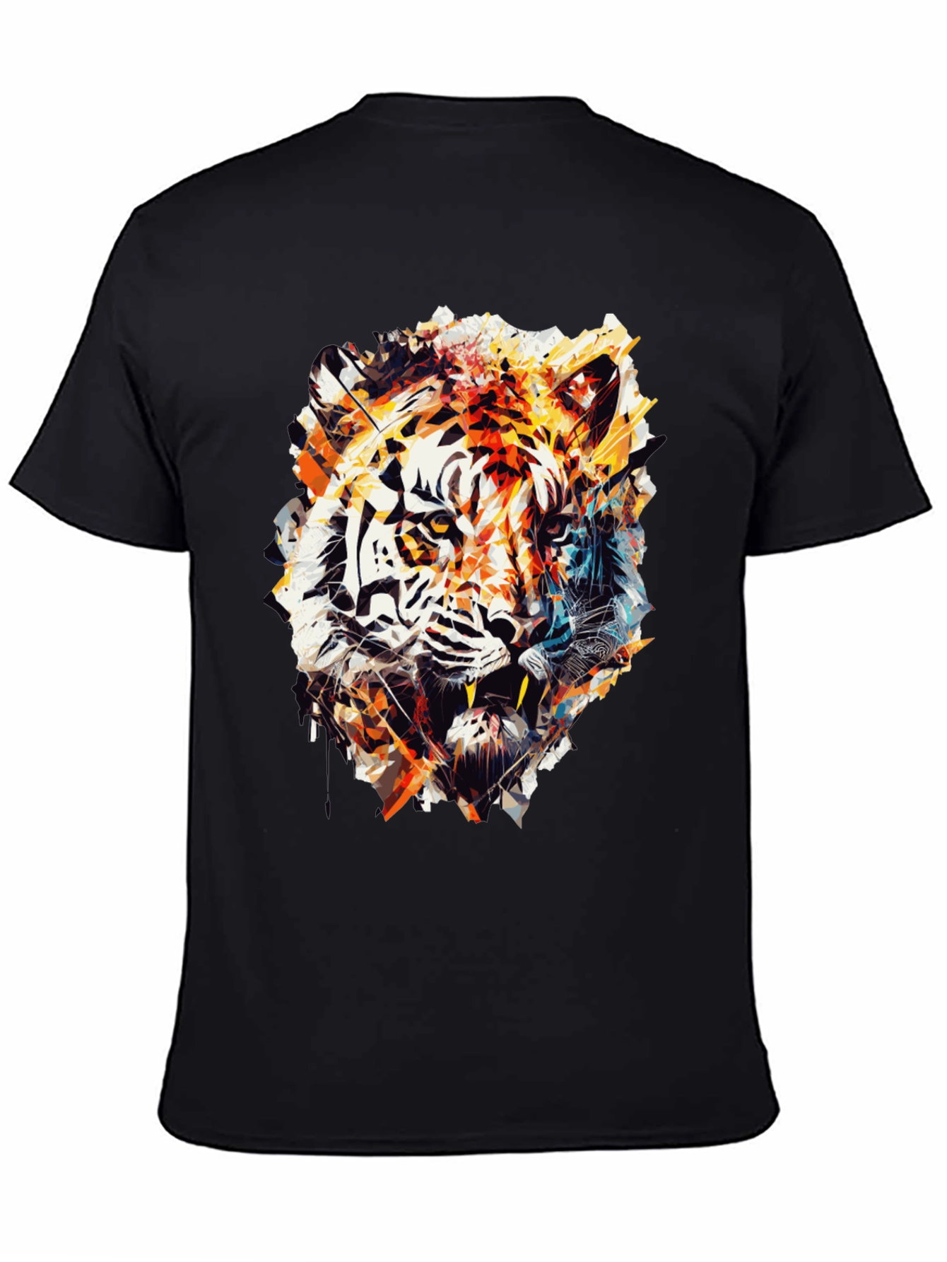 Abstract Tiger Graphic Black T-Shirt