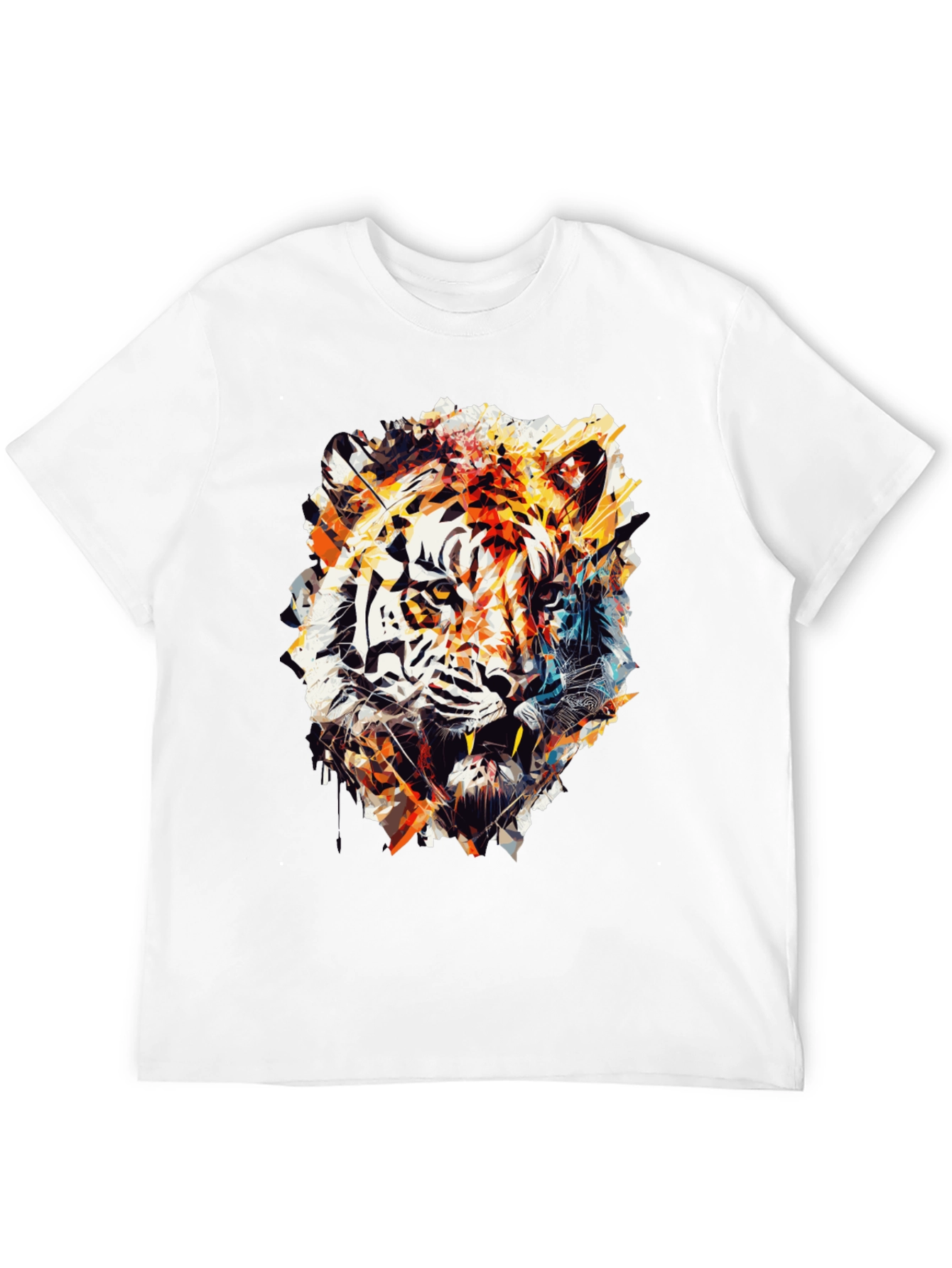 Abstract Tiger Graphic Black T-Shirt