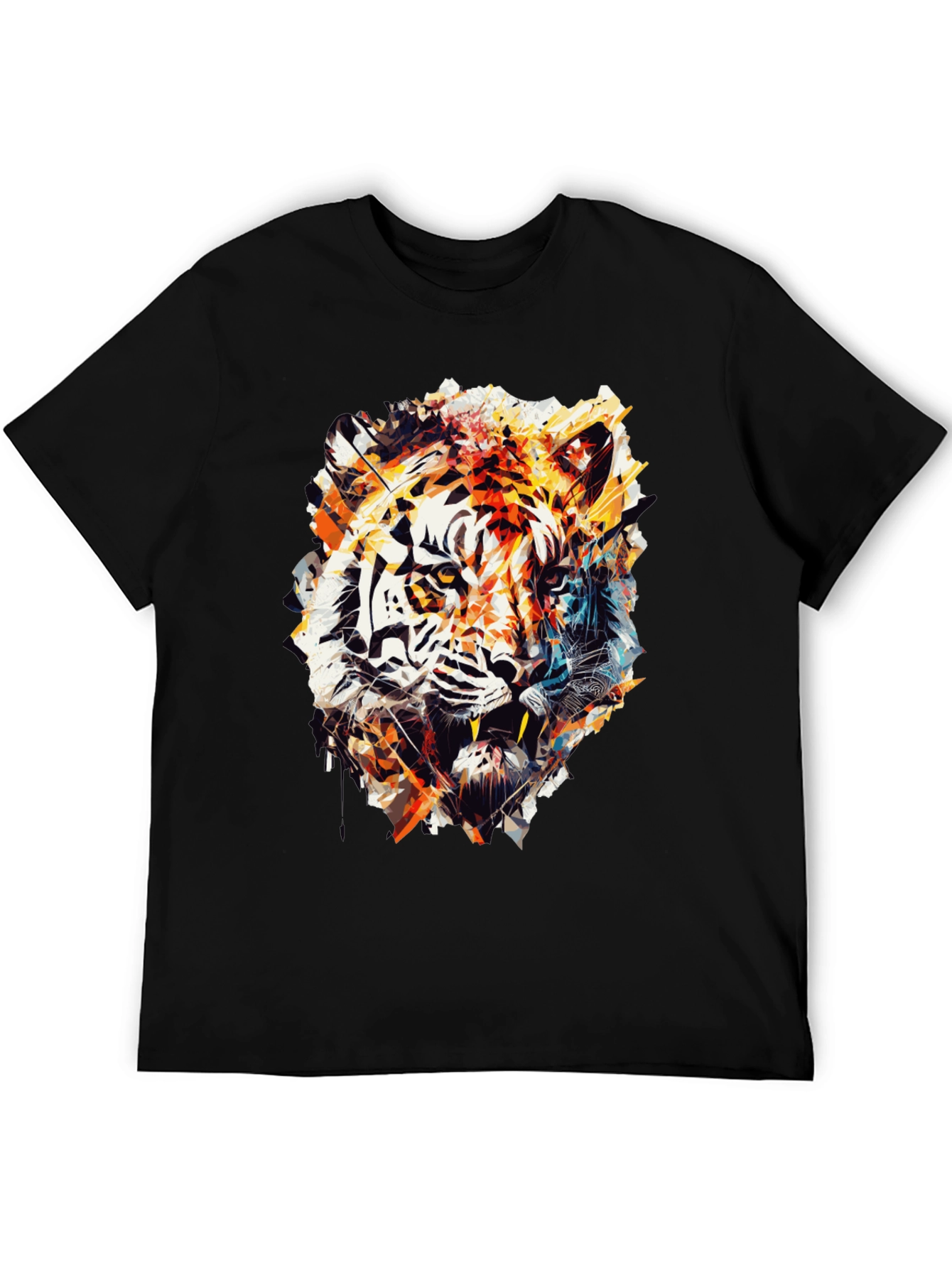 Abstract Tiger Graphic Black T-Shirt