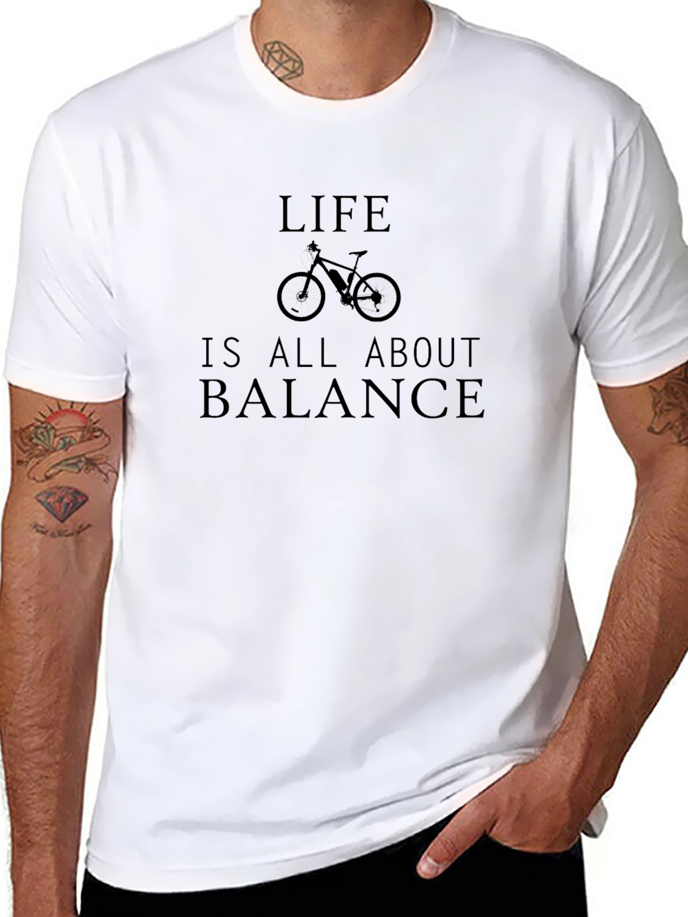 Life Balance Bike Graphic T-Shirt - Black