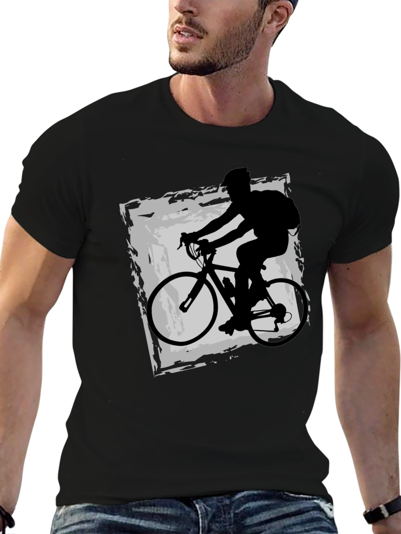 Cyclist Graphic Tee - Black Cotton Blend
