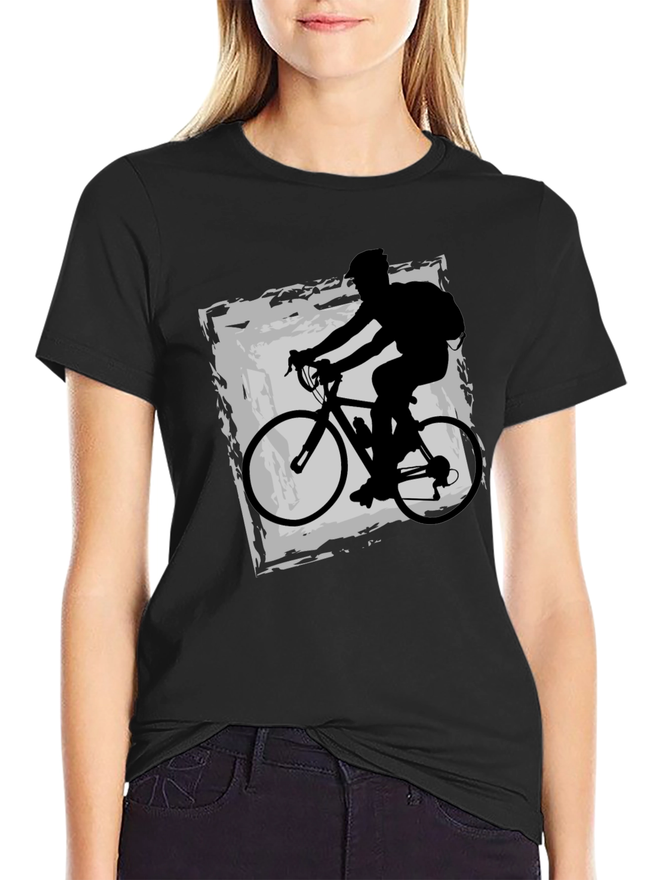 Cyclist Graphic Tee - Black Cotton Blend
