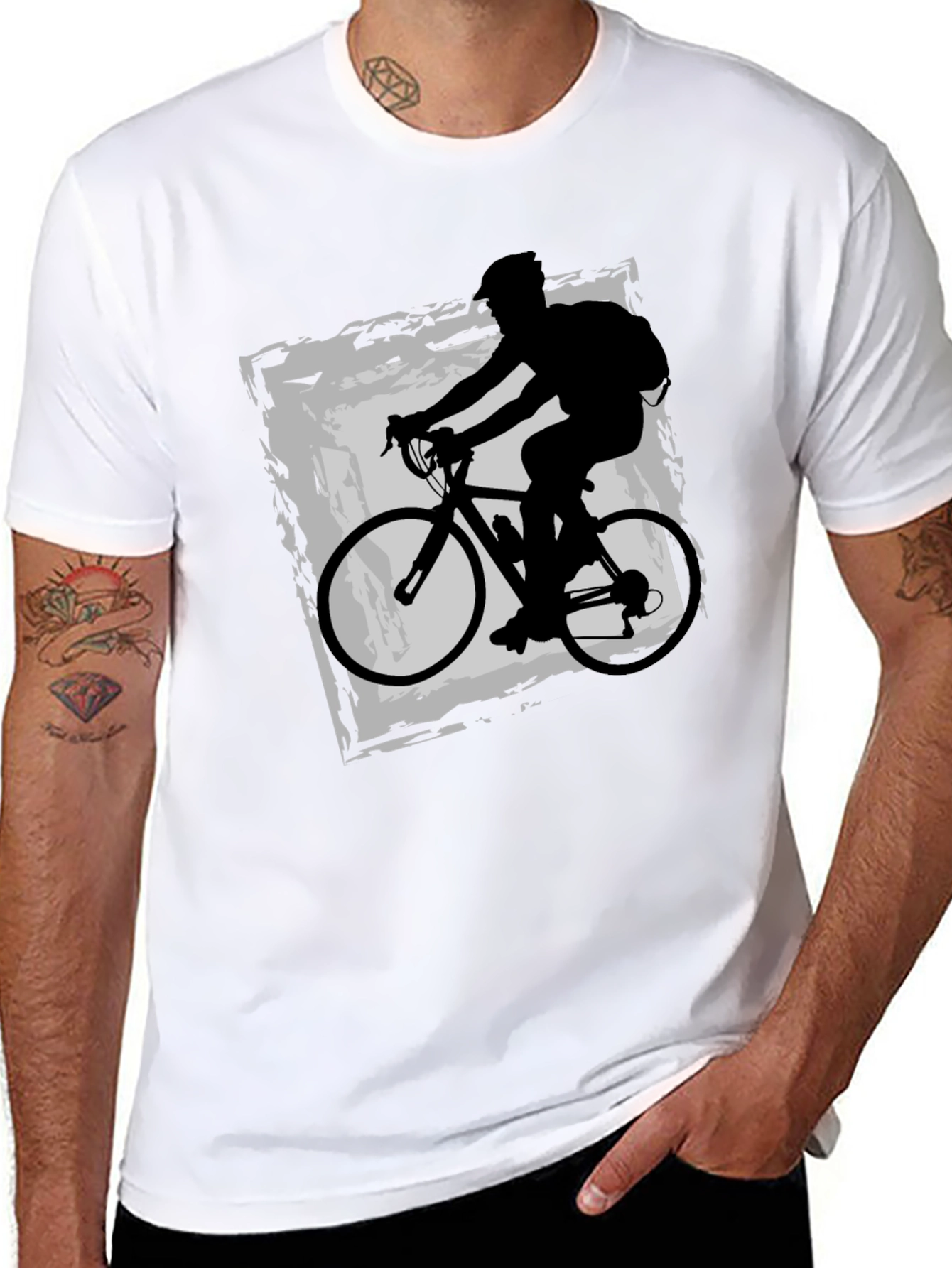 Cyclist Graphic Tee - Black Cotton Blend