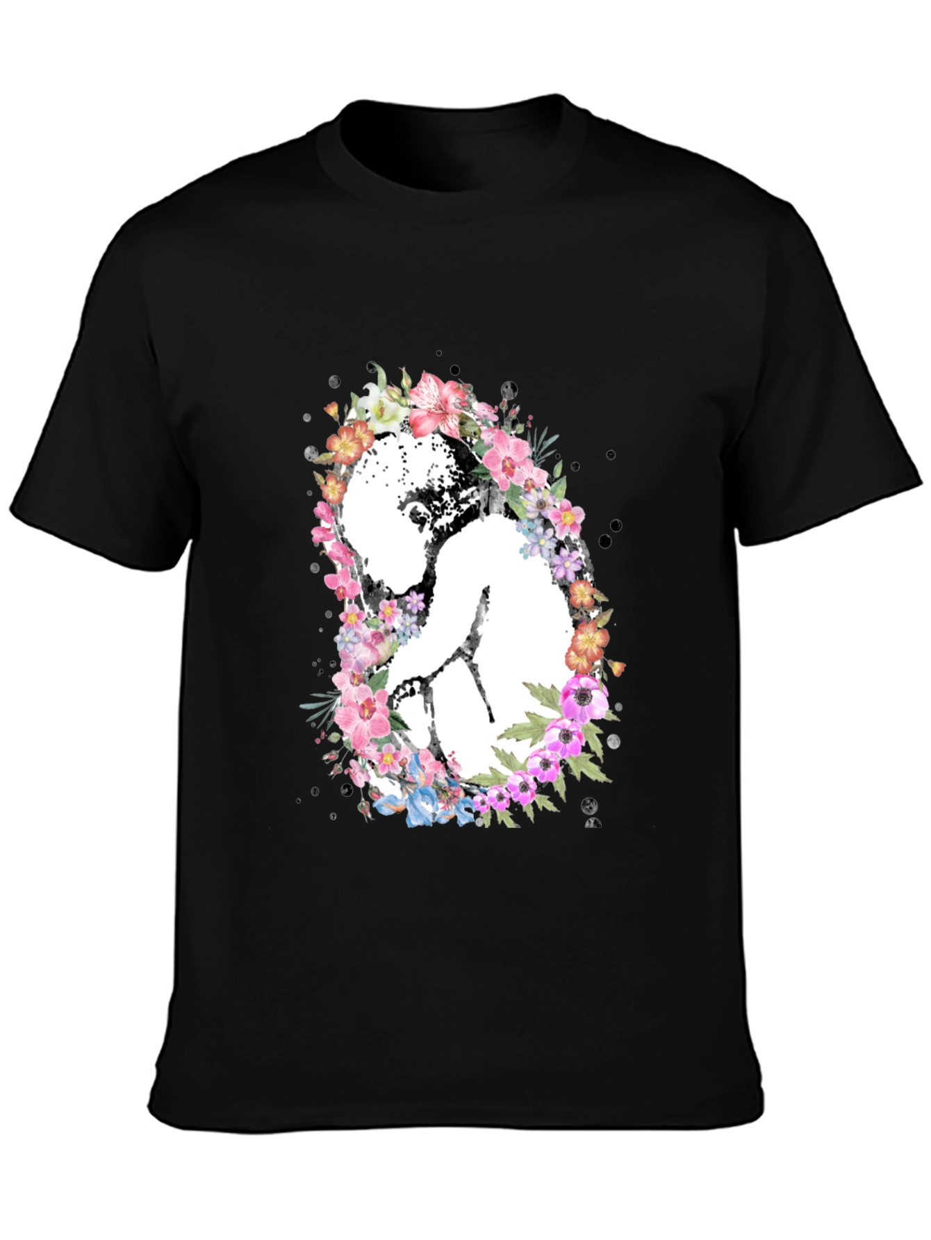 Floral Embryo Graphic Tee - Black Unisex T-Shirt