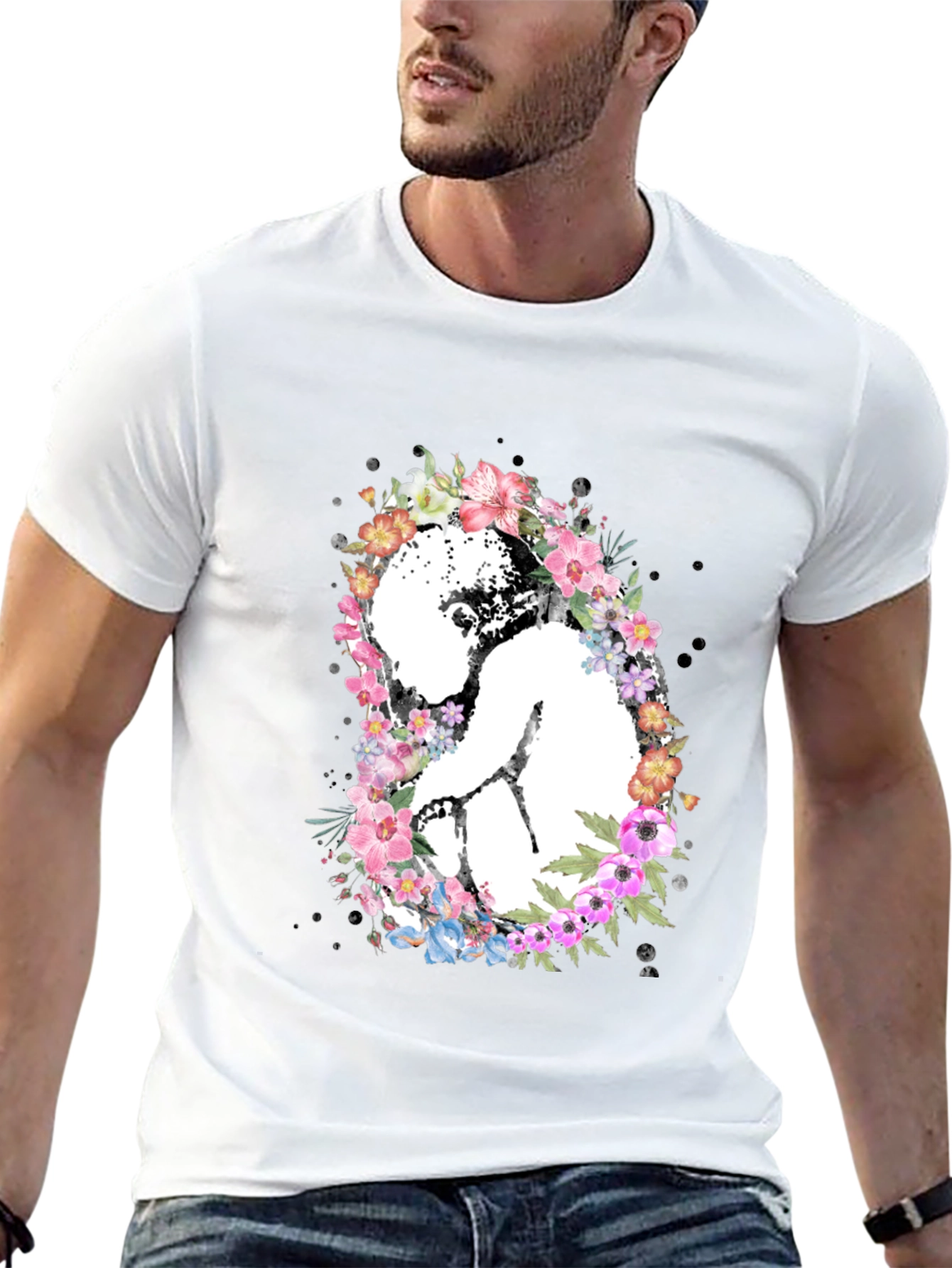 Floral Embryo Graphic Tee - Black Unisex T-Shirt