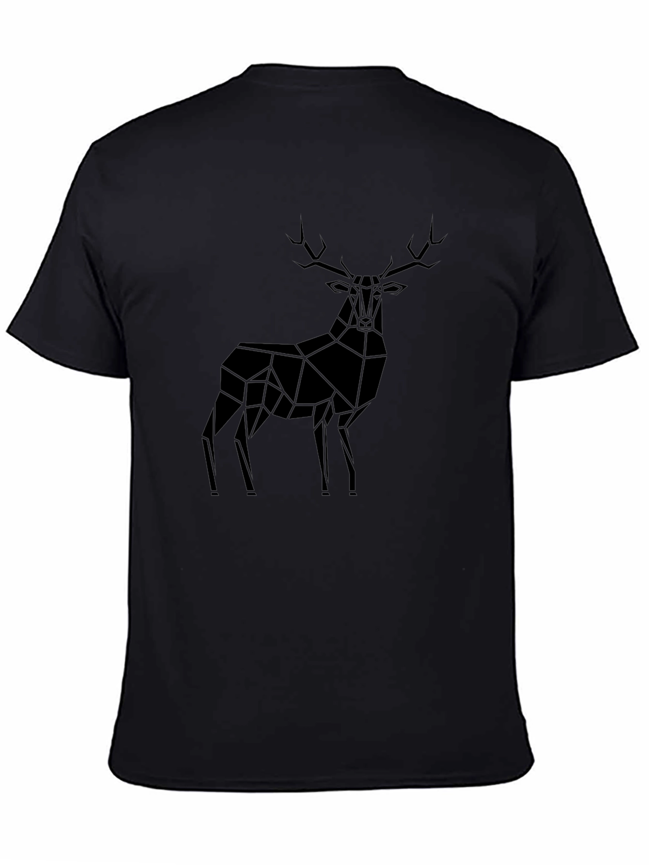 Geometric Deer Black T-Shirt