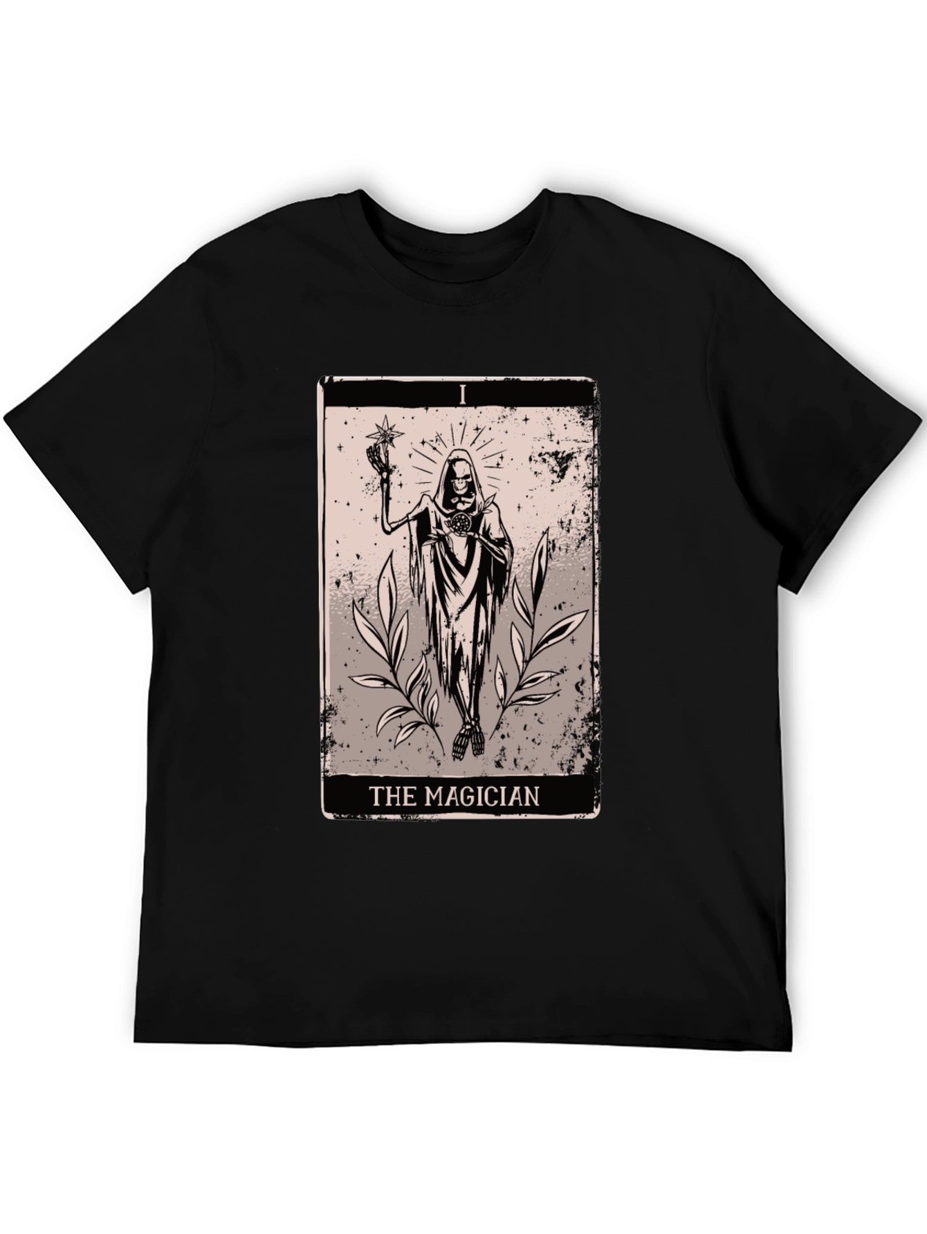 Magician Tarot Card Graphic Tee - Black Cotton T-Shirt