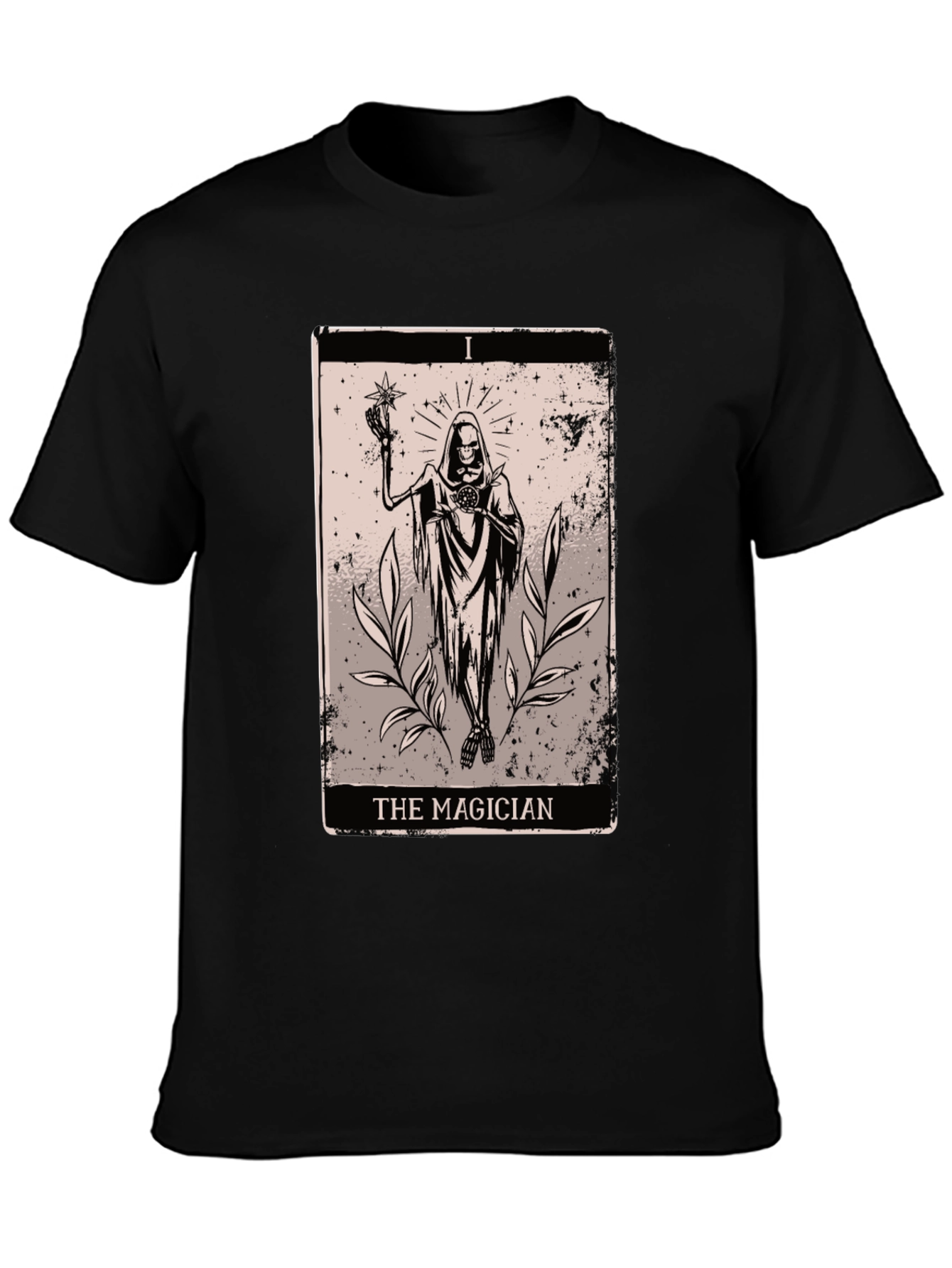 Magician Tarot Card Graphic Tee - Black Cotton T-Shirt