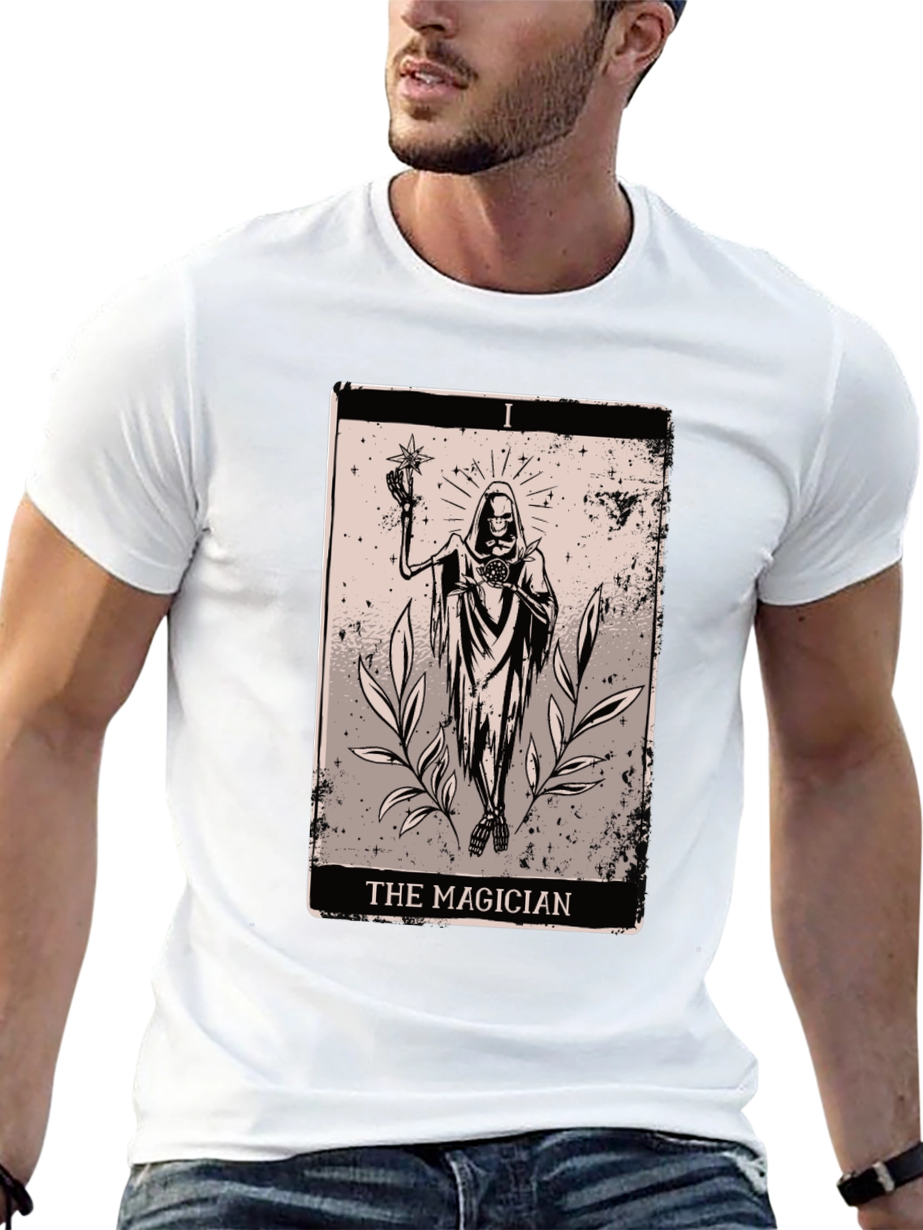 Magician Tarot Card Graphic Tee - Black Cotton T-Shirt