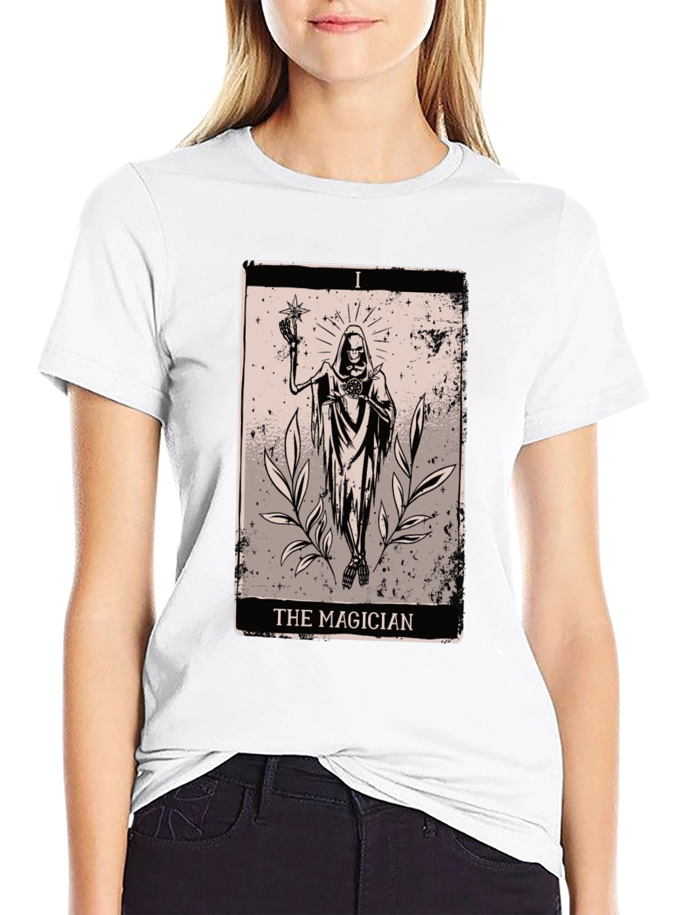Magician Tarot Card Graphic Tee - Black Cotton T-Shirt