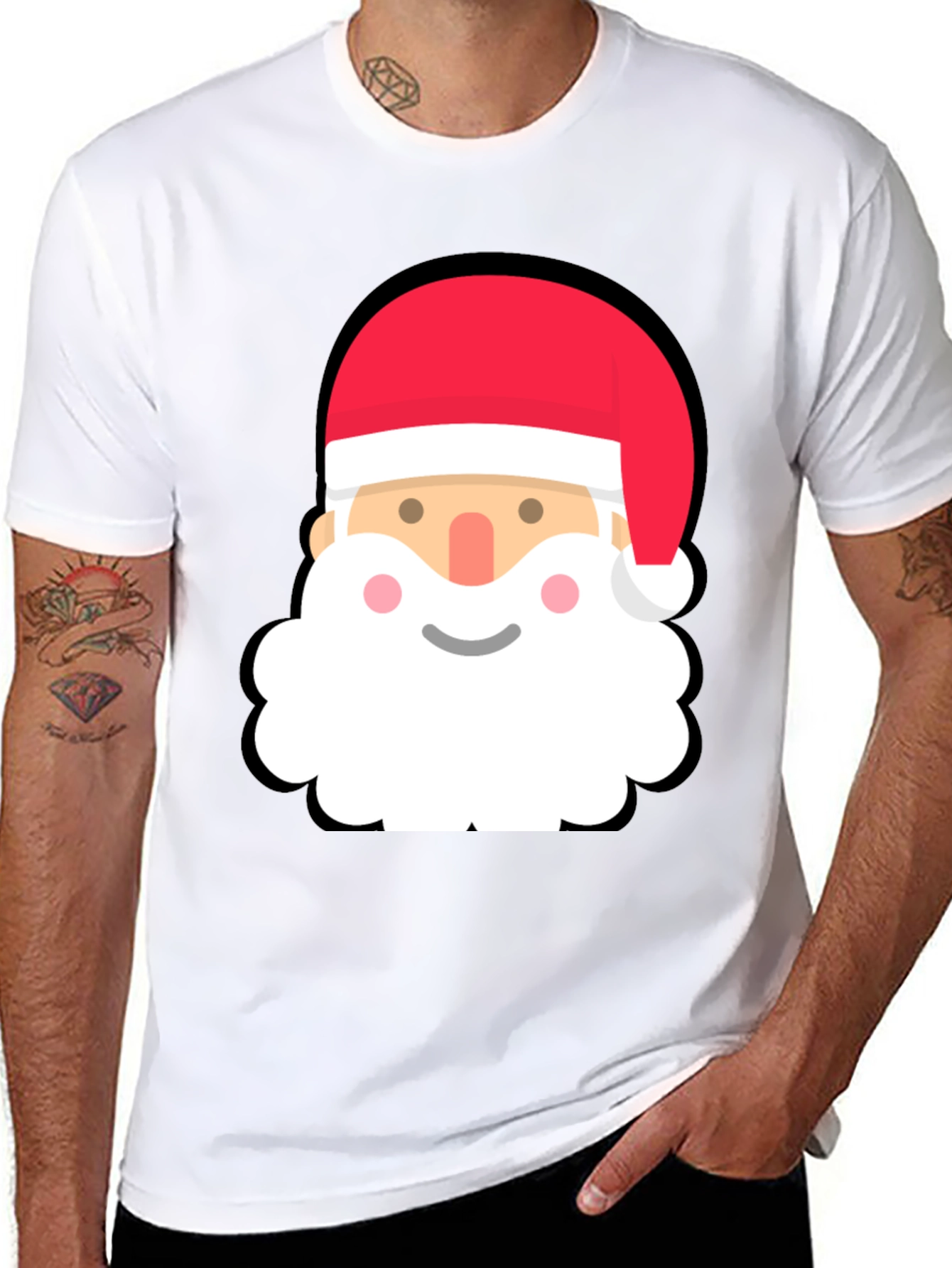Santa Face Black T-Shirt