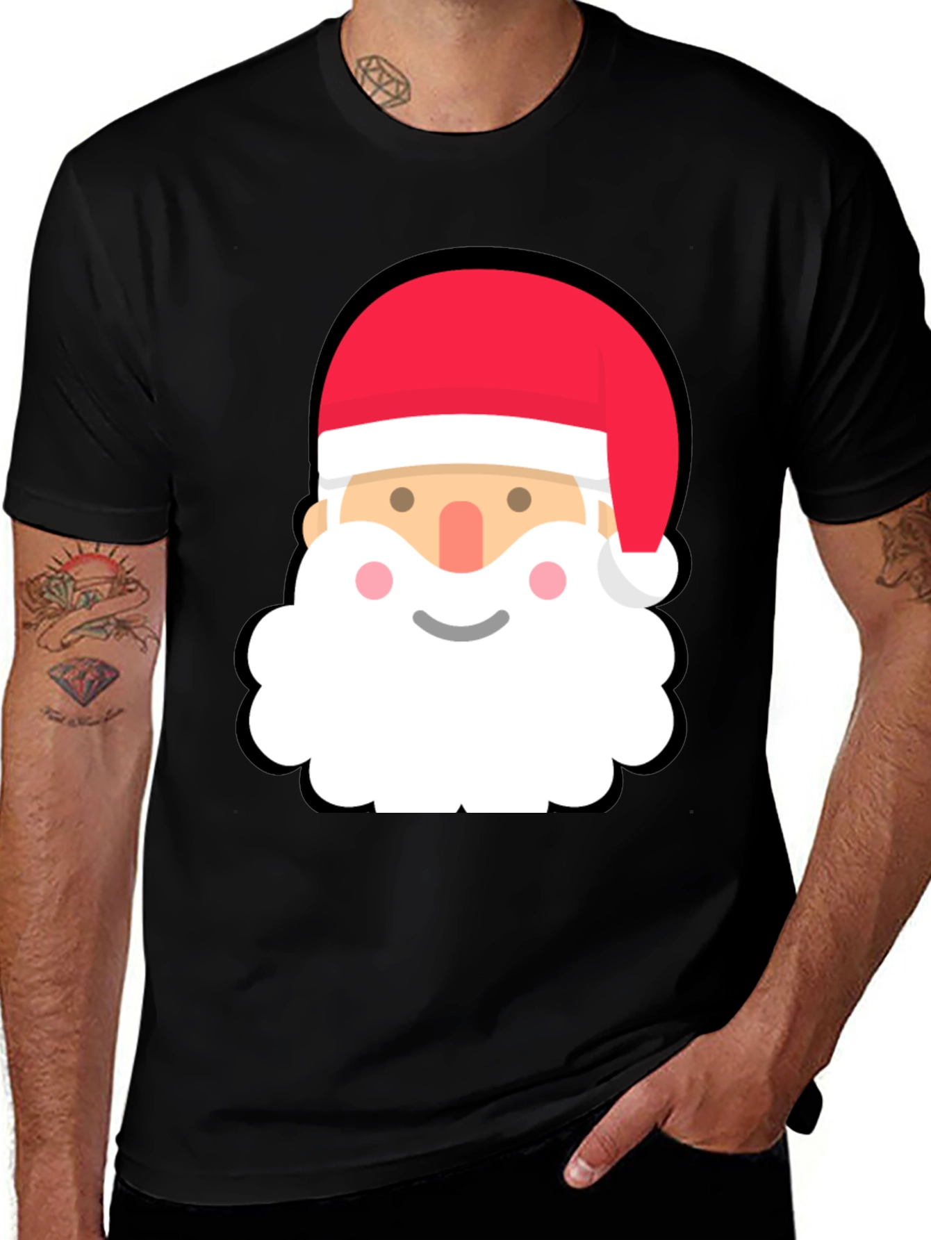 Santa Face Black T-Shirt