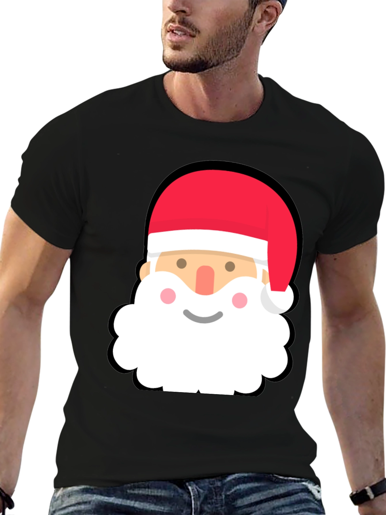 Santa Face Black T-Shirt