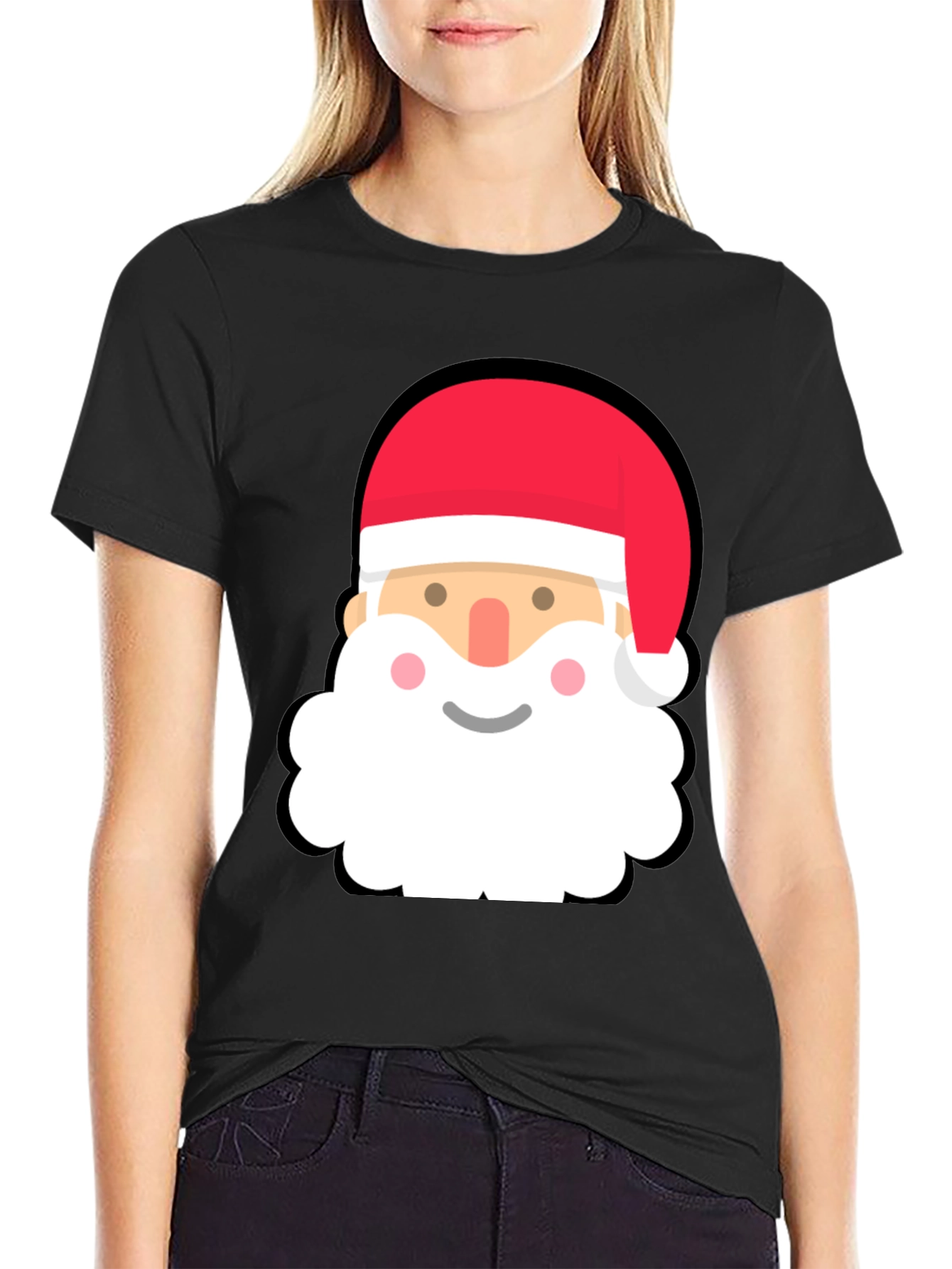 Santa Face Black T-Shirt