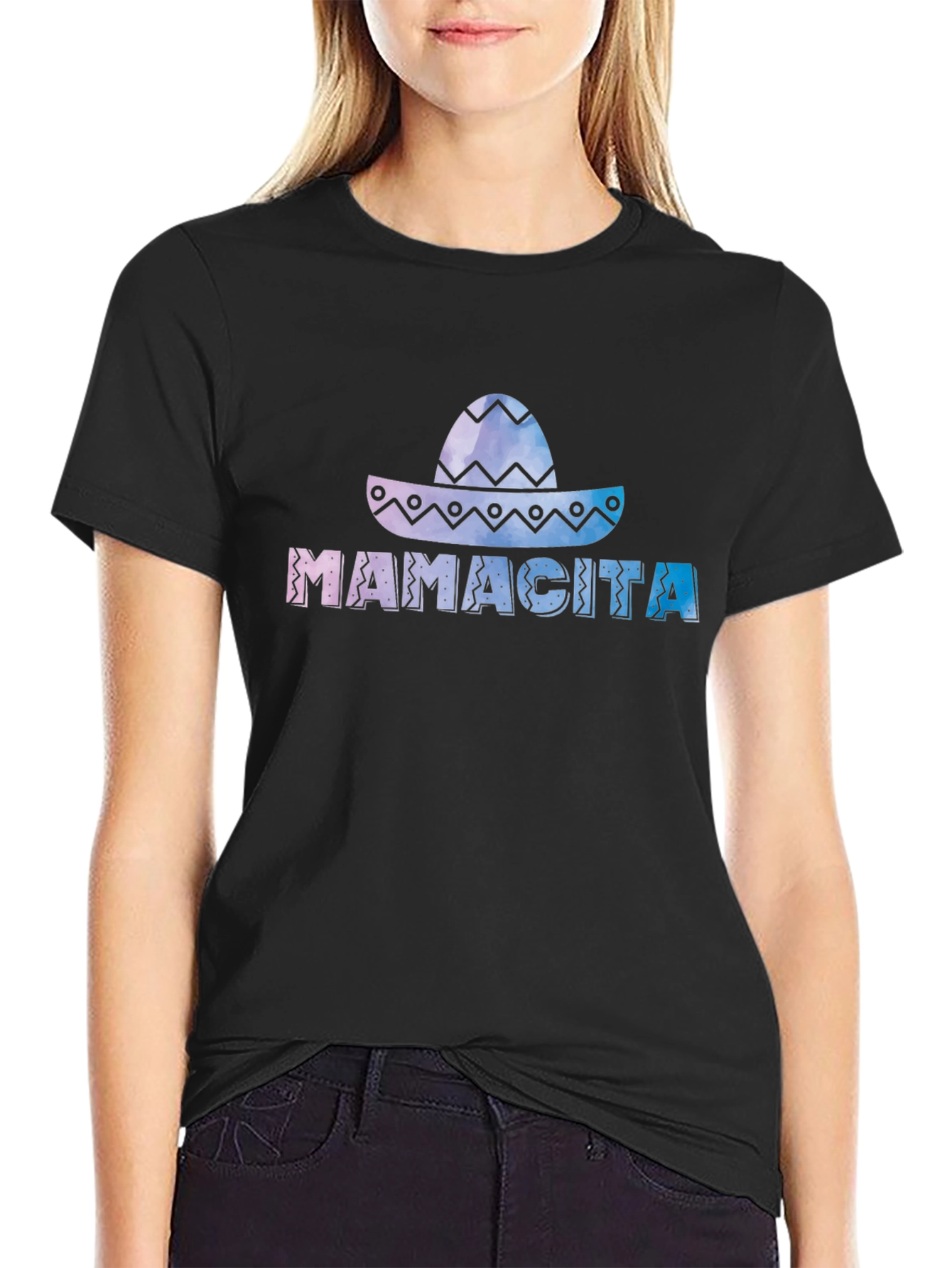 Mamacita Sombrero Graphic Tee - Soft Black Cotton