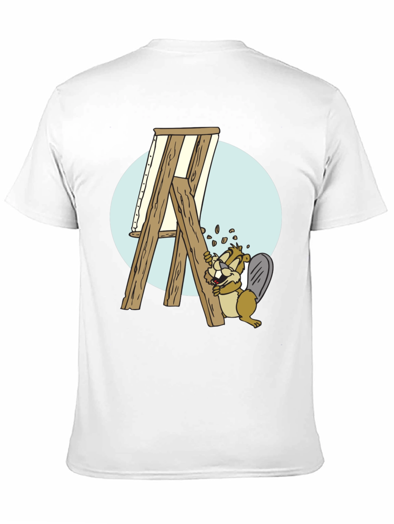 Cartoon Beaver Easel Mens Graphic T-Shirt