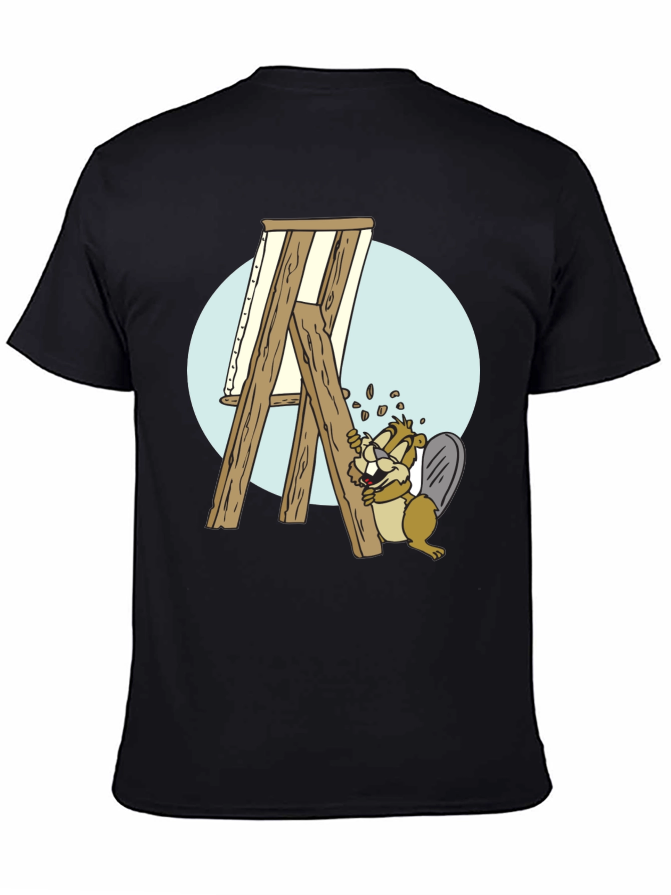 Cartoon Beaver Easel Mens Graphic T-Shirt