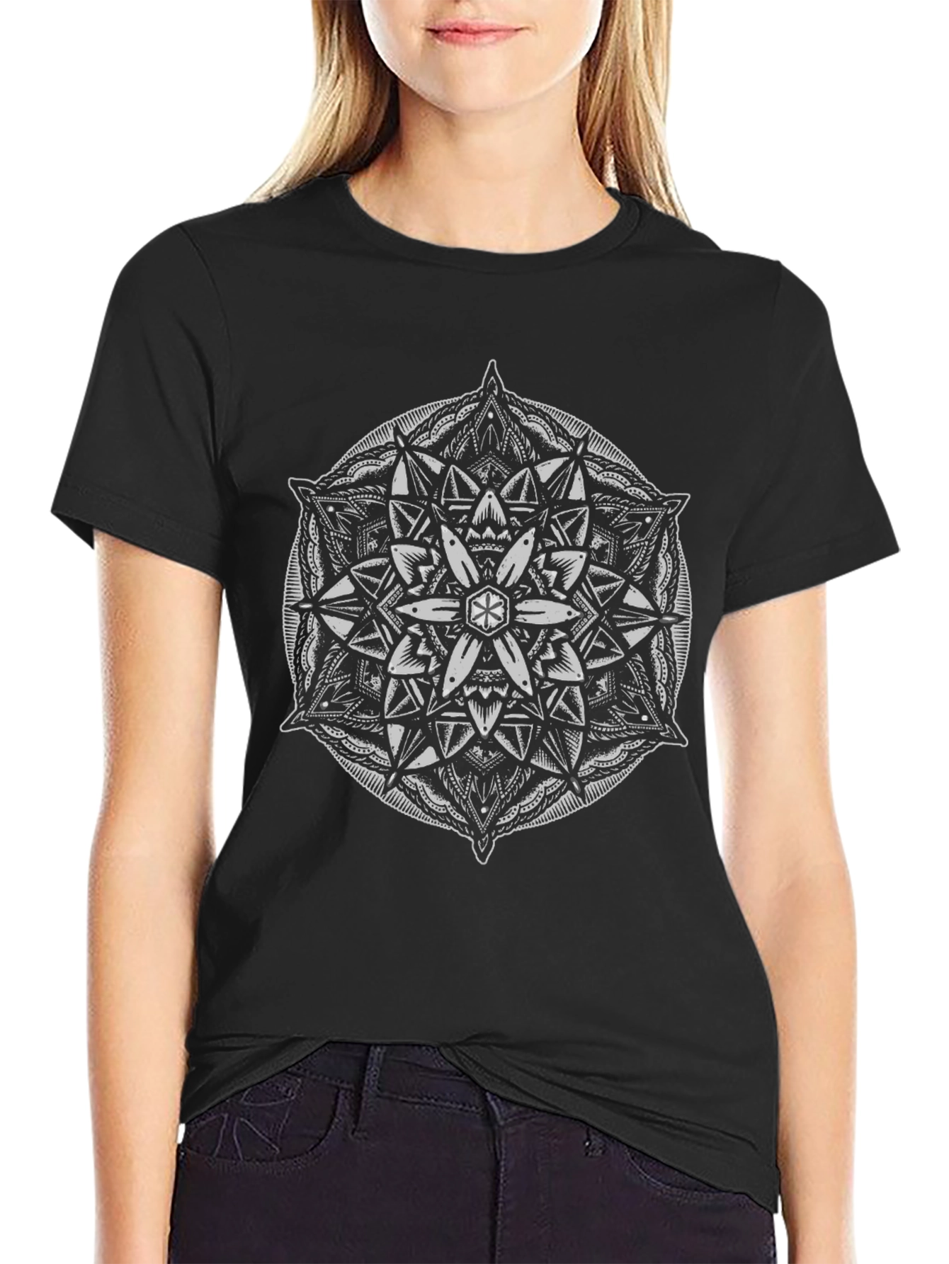 Mandala Graphic Black T-Shirt - Artistic Geometric Design