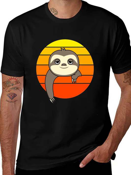 Chill Sloth Sunset Graphic Tee - Relaxed Fit