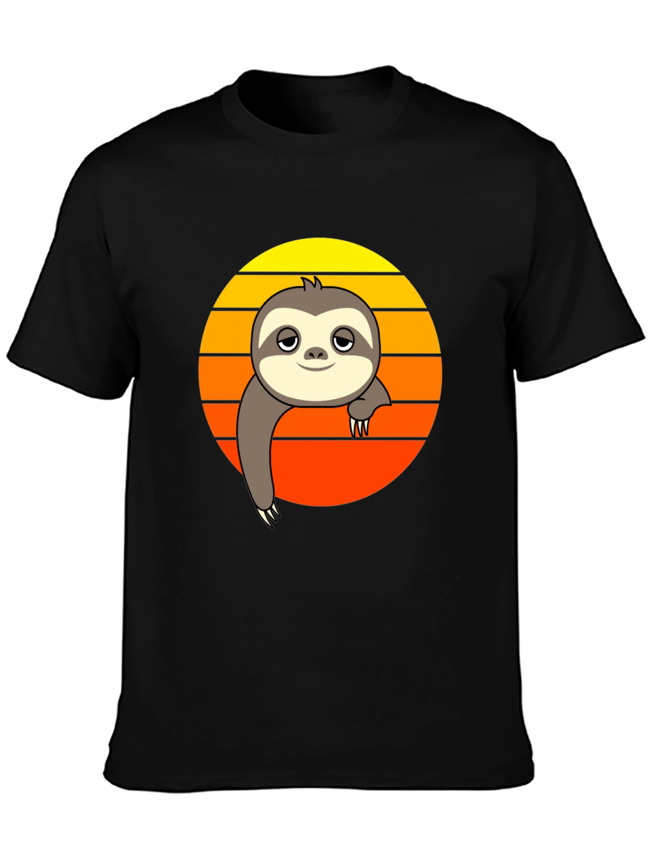 Chill Sloth Sunset Graphic Tee - Relaxed Fit
