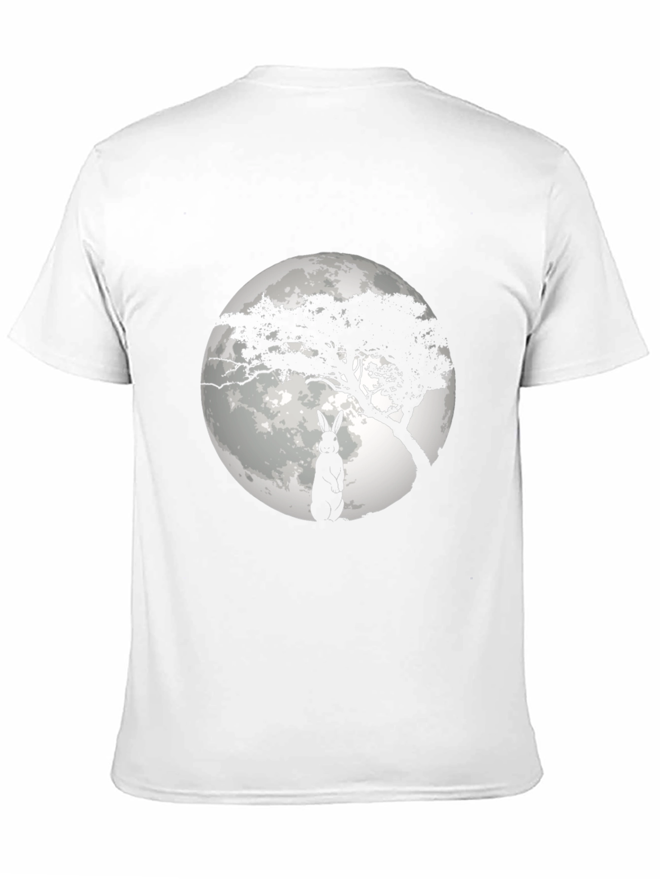 Moonlit Rabbit Graphic T-Shirt - Black Cotton Tee