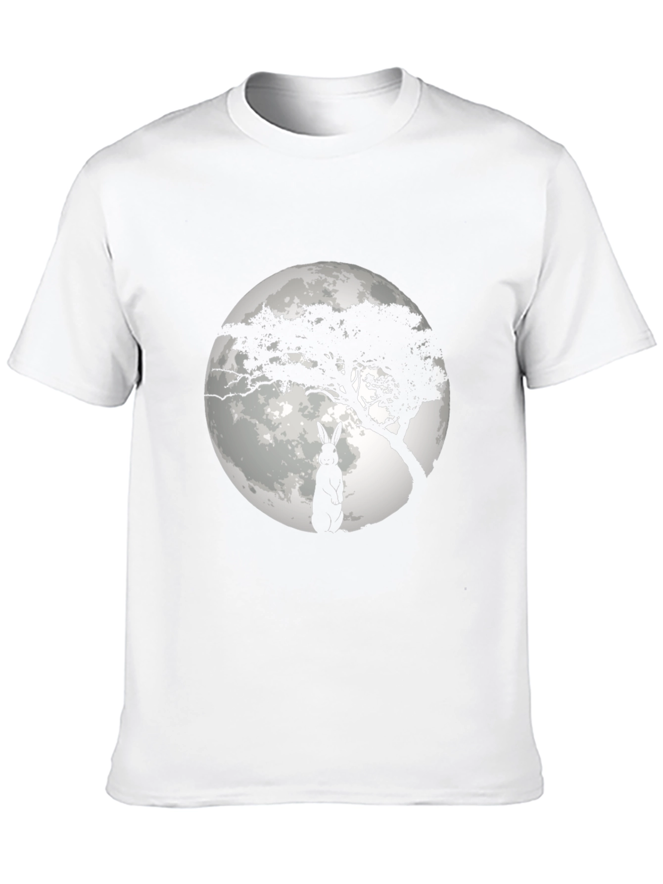 Moonlit Rabbit Graphic T-Shirt - Black Cotton Tee