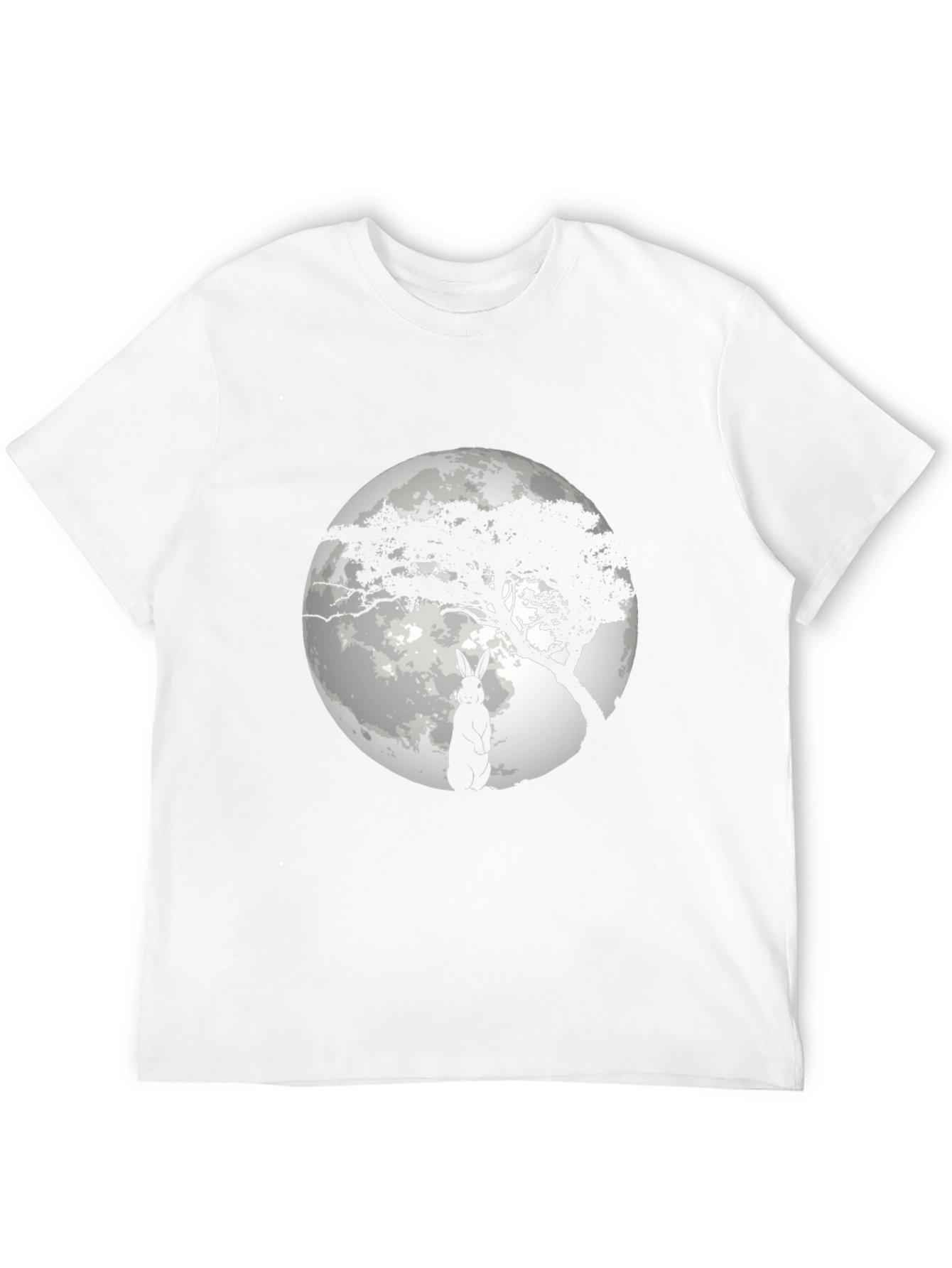 Moonlit Rabbit Graphic T-Shirt - Black Cotton Tee