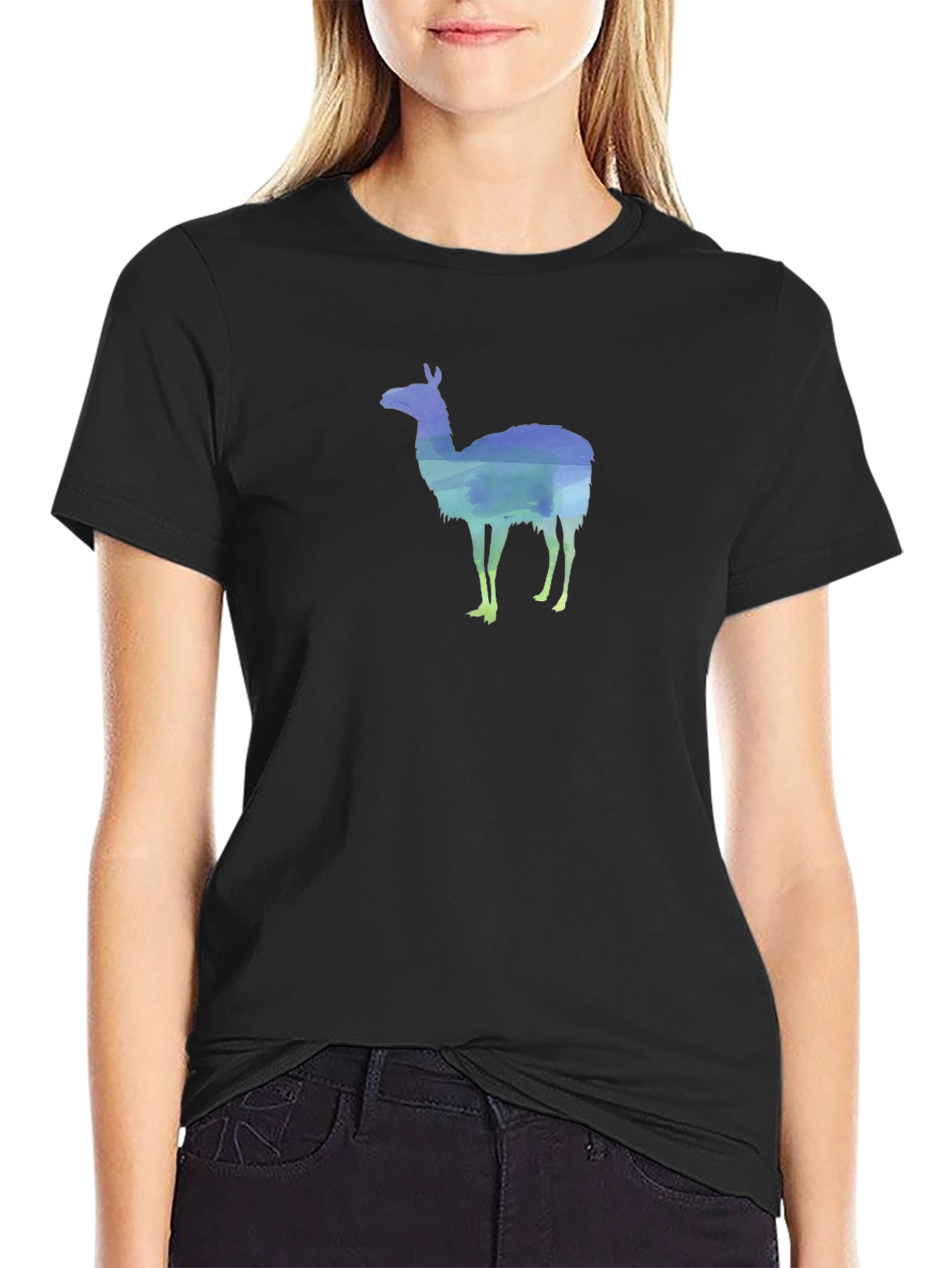 Llama Silhouette Graphic Tee - Black T-Shirt