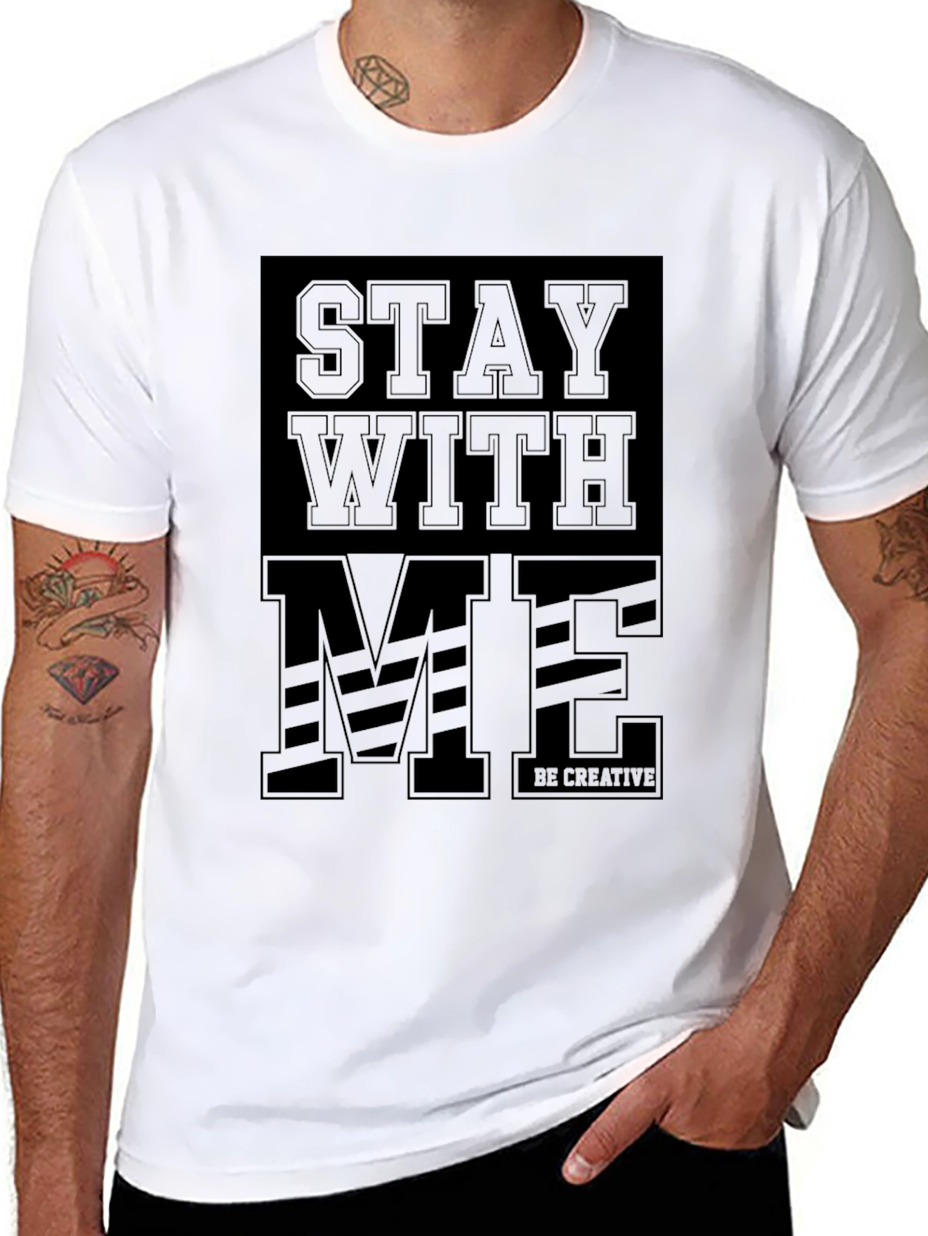 Stay With Me Black Graphic Tee - Mens Fashion
