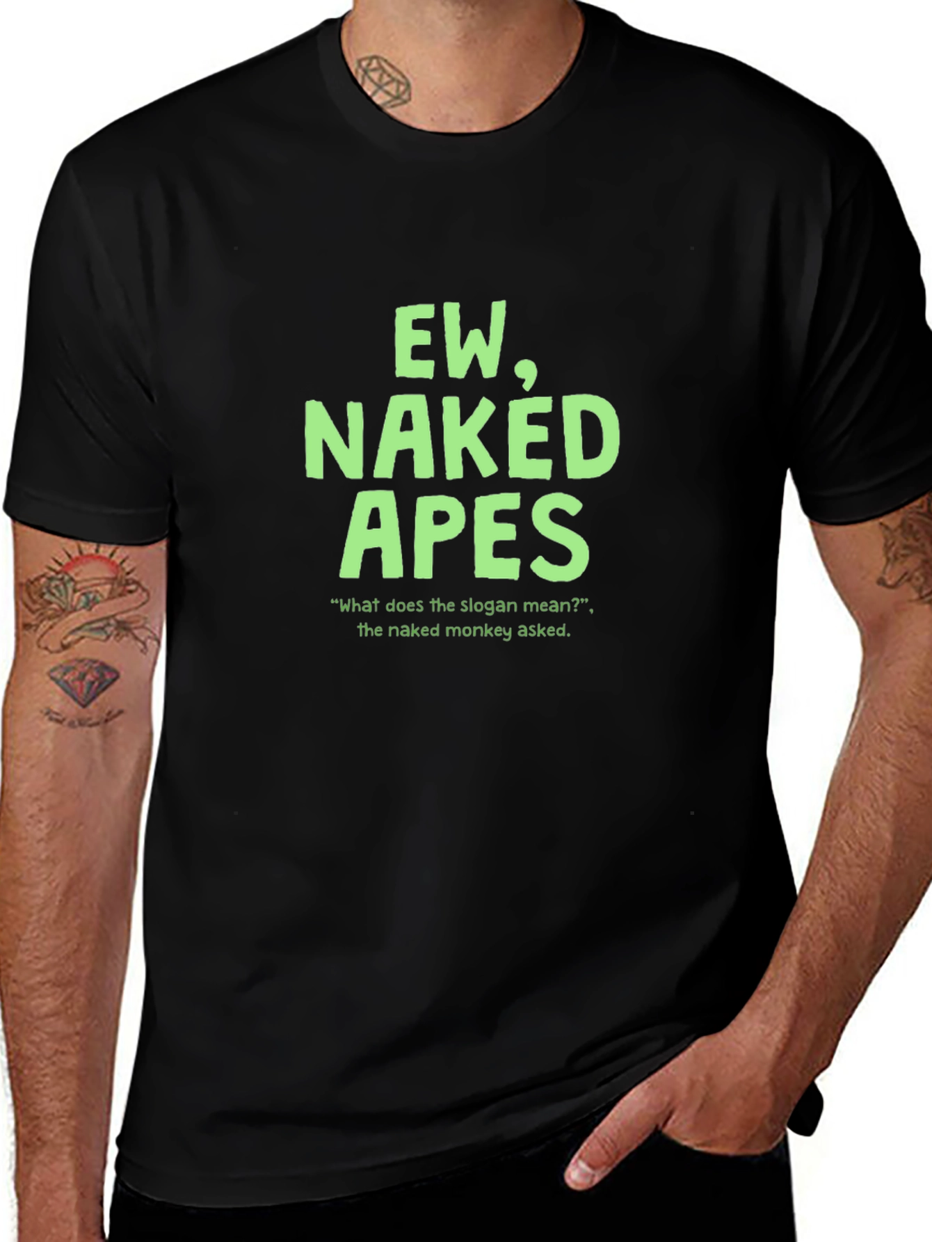 Ew Naked Apes Graphic Tee - Black Crewneck T-Shirt