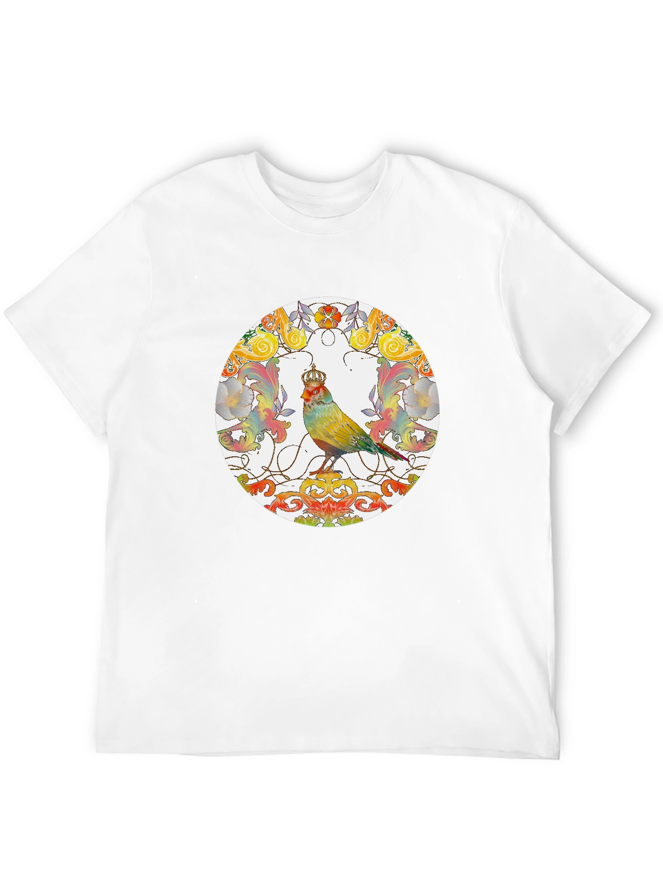 Crowned Bird Graphic Tee - Artistic Style