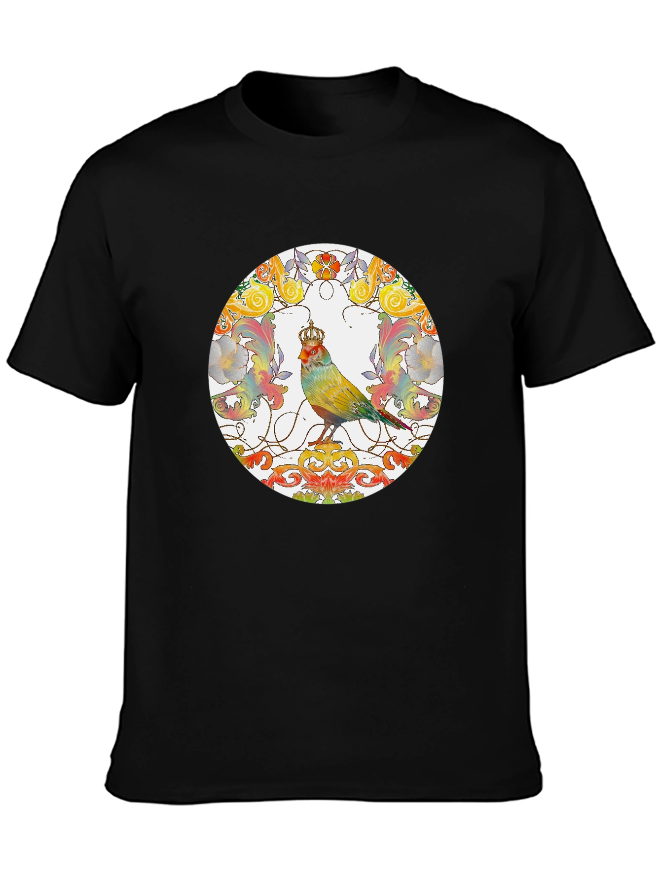 Crowned Bird Graphic Tee - Artistic Style