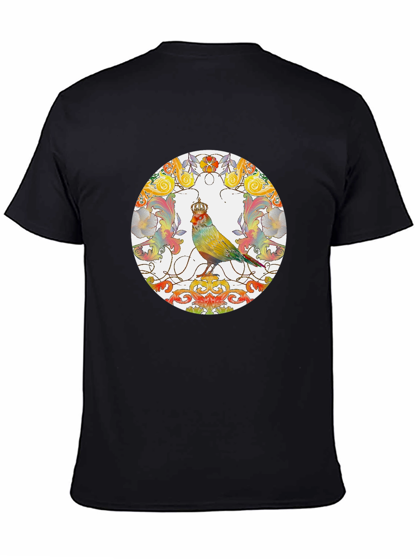 Crowned Bird Graphic Tee - Artistic Style
