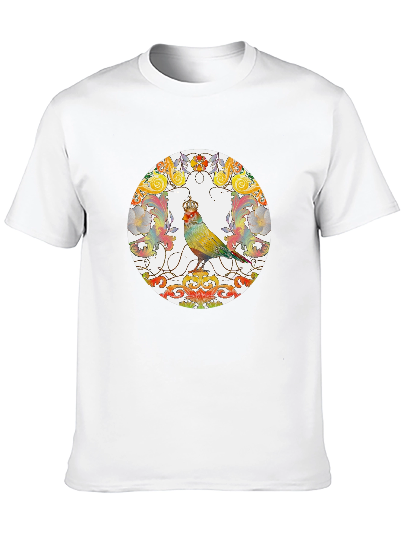 Crowned Bird Graphic Tee - Artistic Style