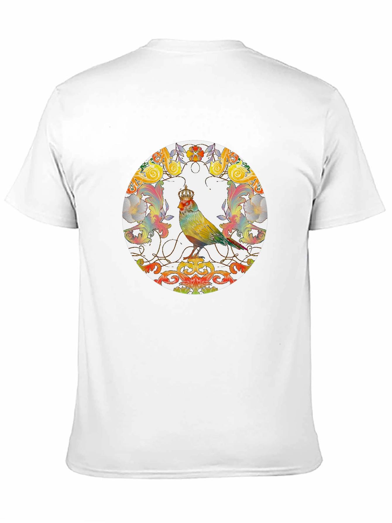 Crowned Bird Graphic Tee - Artistic Style