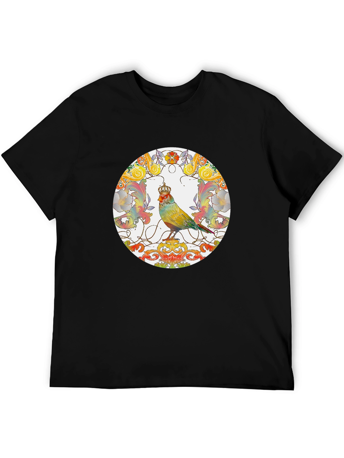 Crowned Bird Graphic Tee - Artistic Style