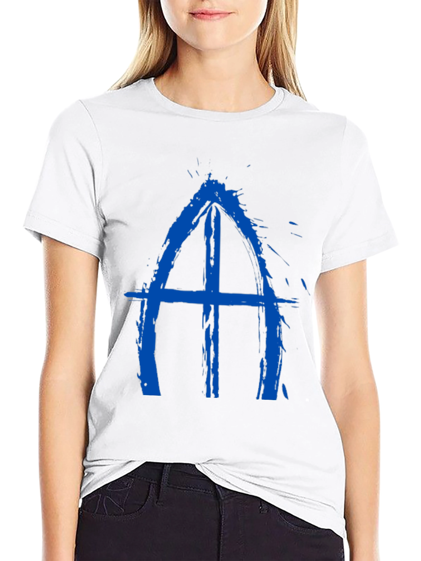 Abstract Blue Symbol Black T-Shirt