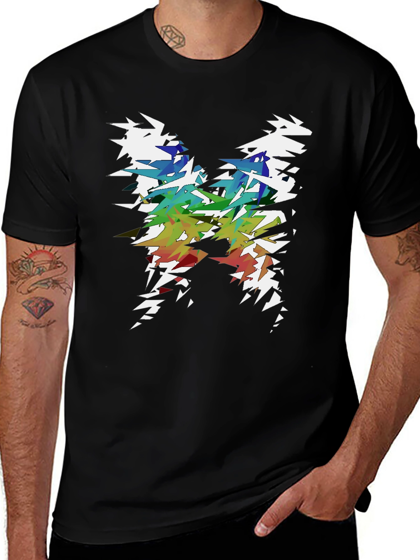 Abstract Geometric Rainbow Tee