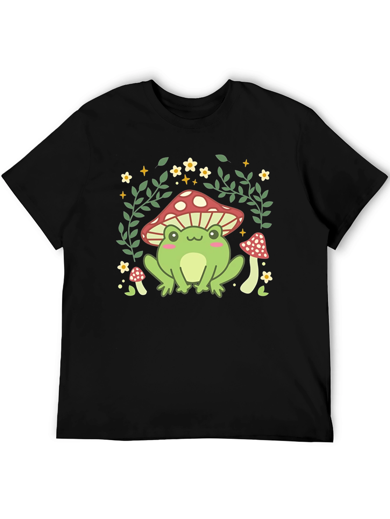Mushroom Frog Graphic Tee - Cute Nature Design