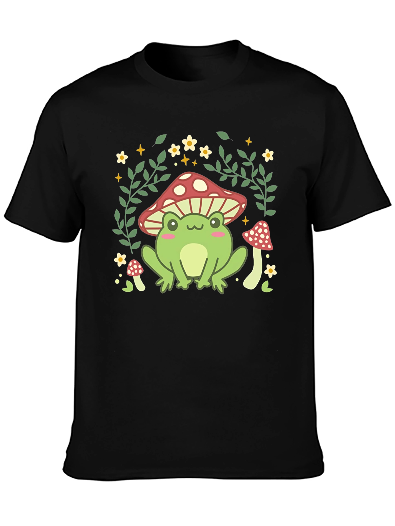 Mushroom Frog Graphic Tee - Cute Nature Design