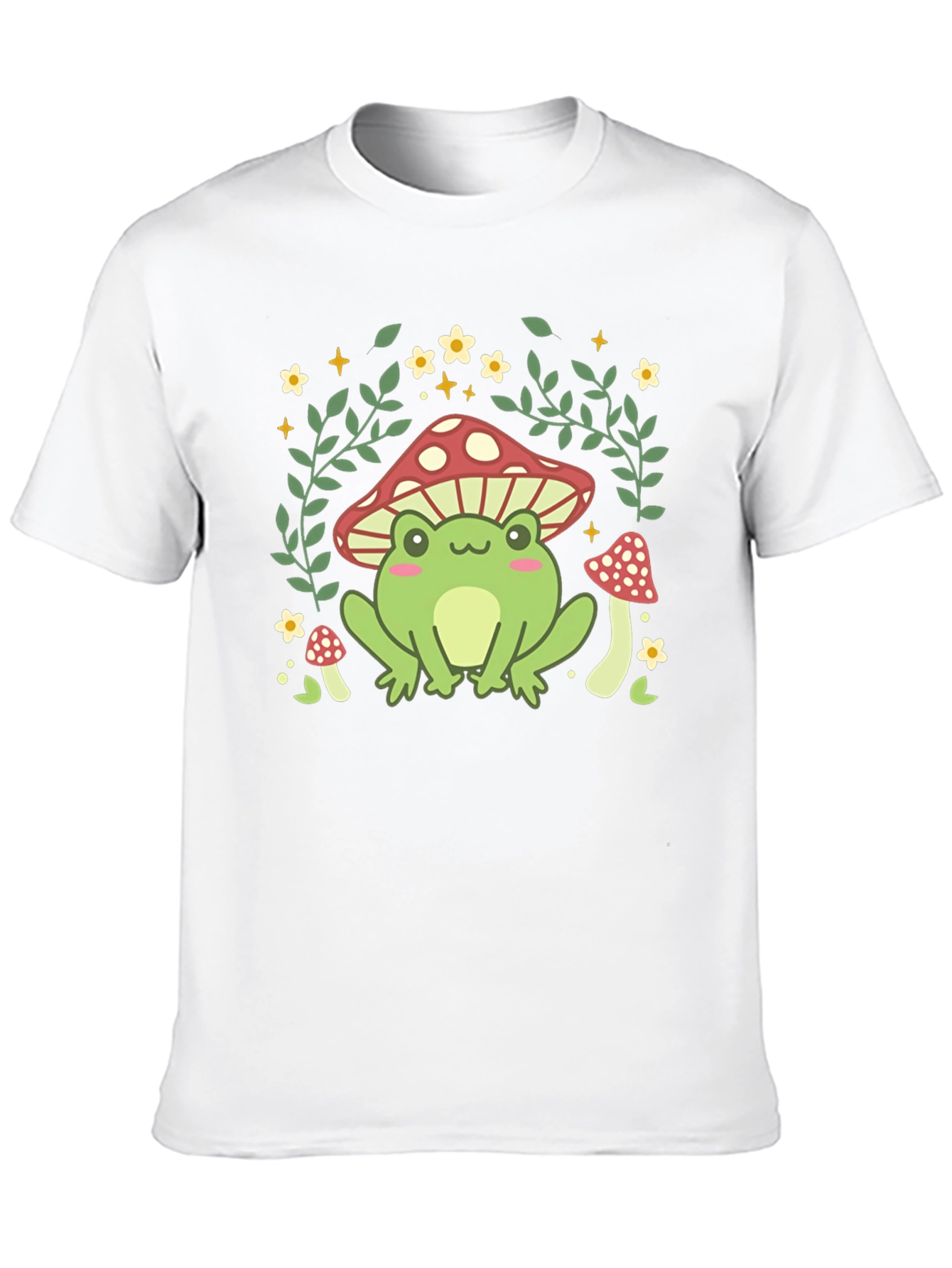 Mushroom Frog Graphic Tee - Cute Nature Design