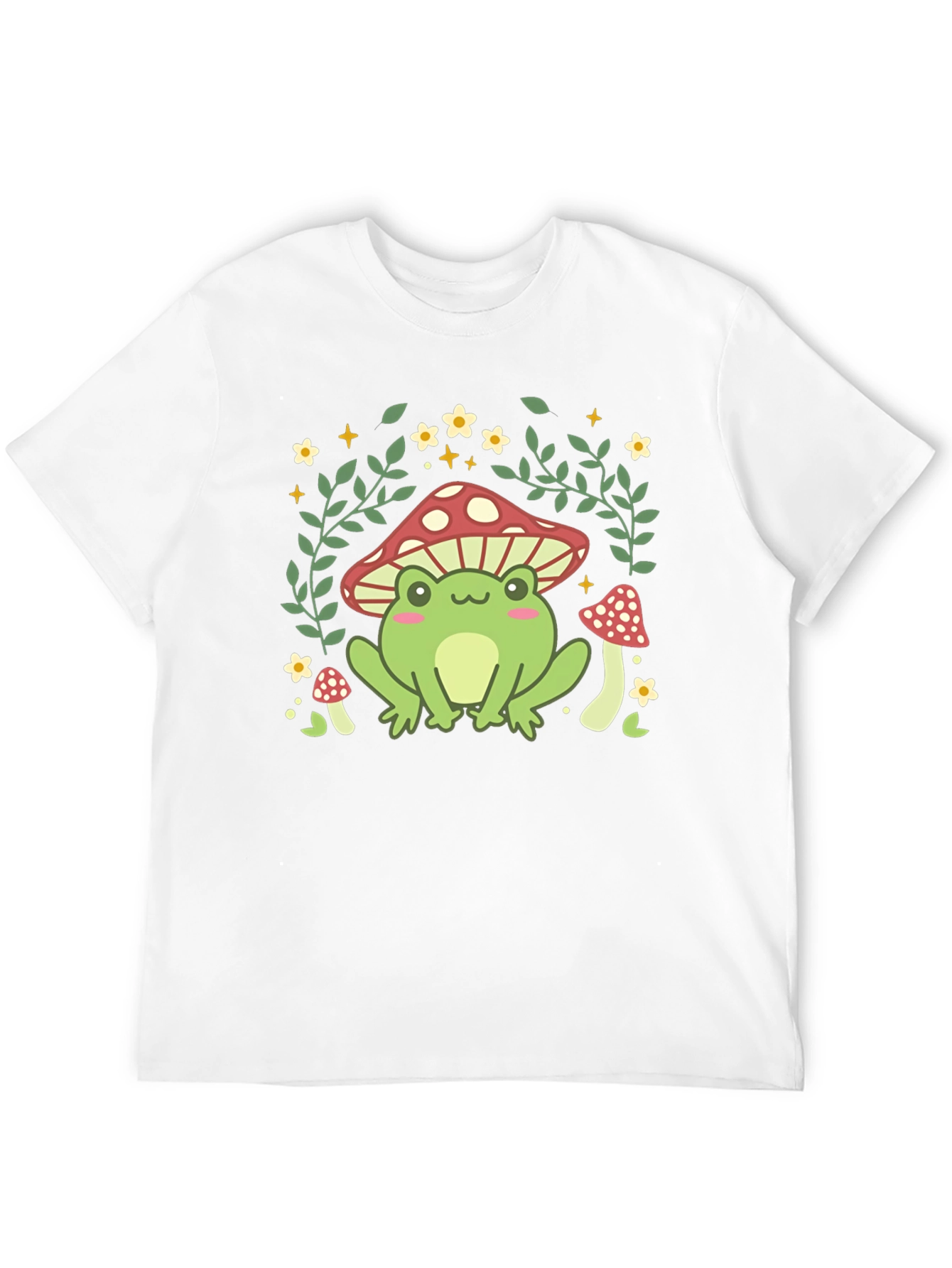 Mushroom Frog Graphic Tee - Cute Nature Design