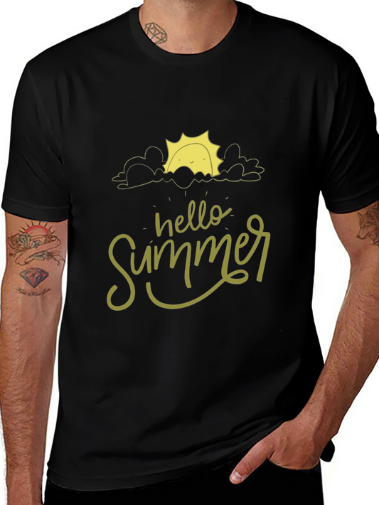 Hello Summer Black T-Shirt - Trendy Graphic Tee