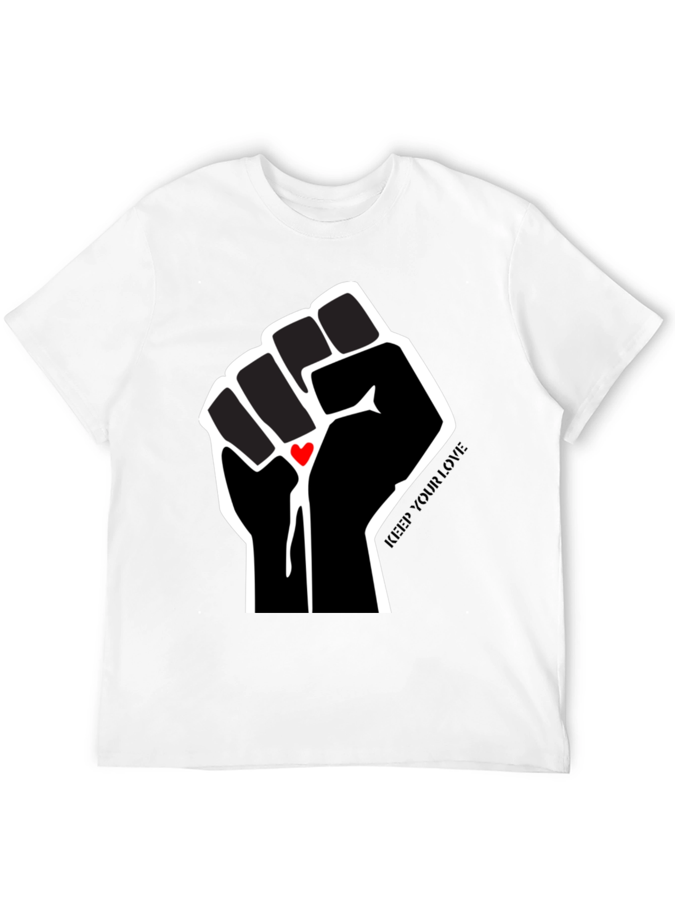 Empowered Love T-Shirt - Black Fist with Heart