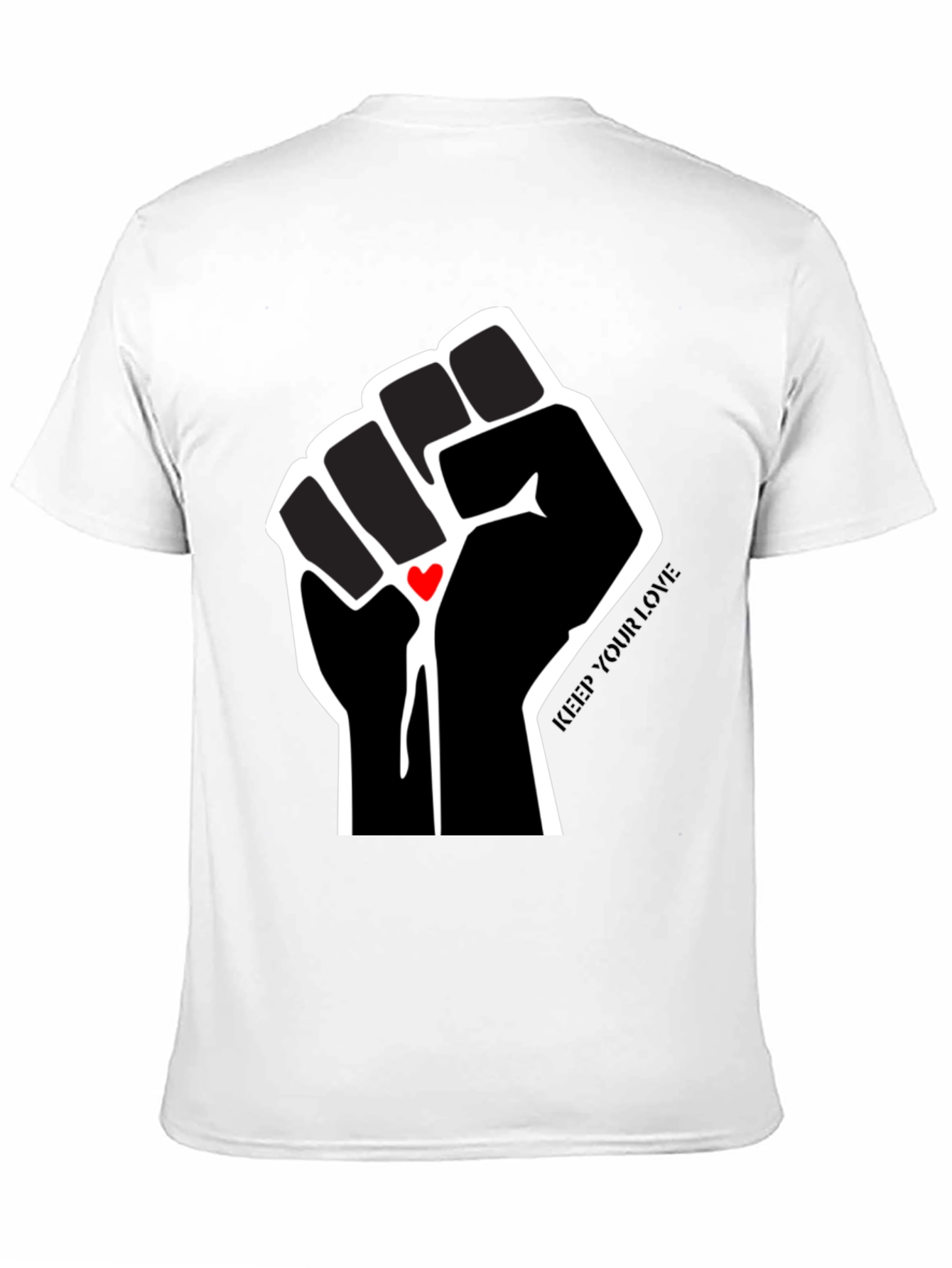 Empowered Love T-Shirt - Black Fist with Heart