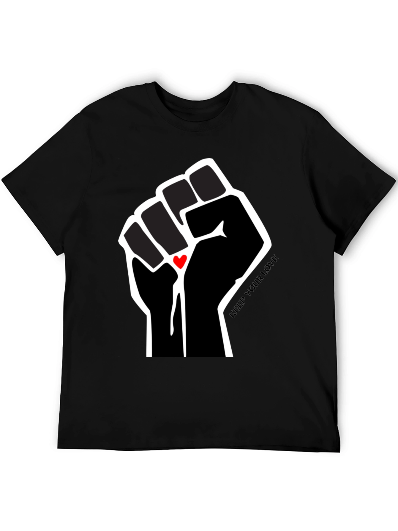 Empowered Love T-Shirt - Black Fist with Heart